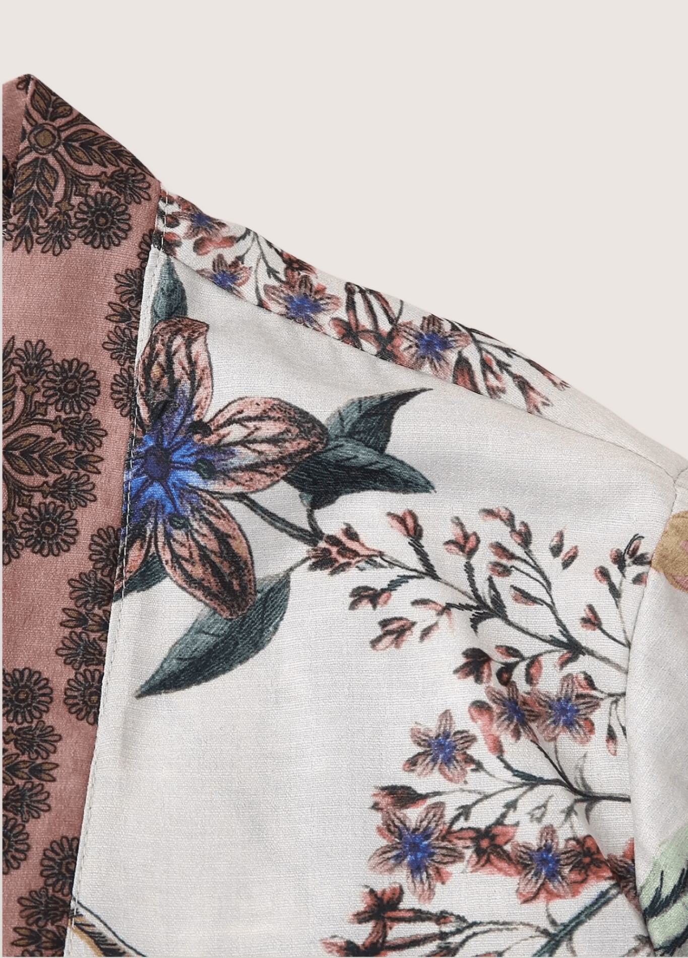 Kimono court femme motif pivoine blanc – Yoko