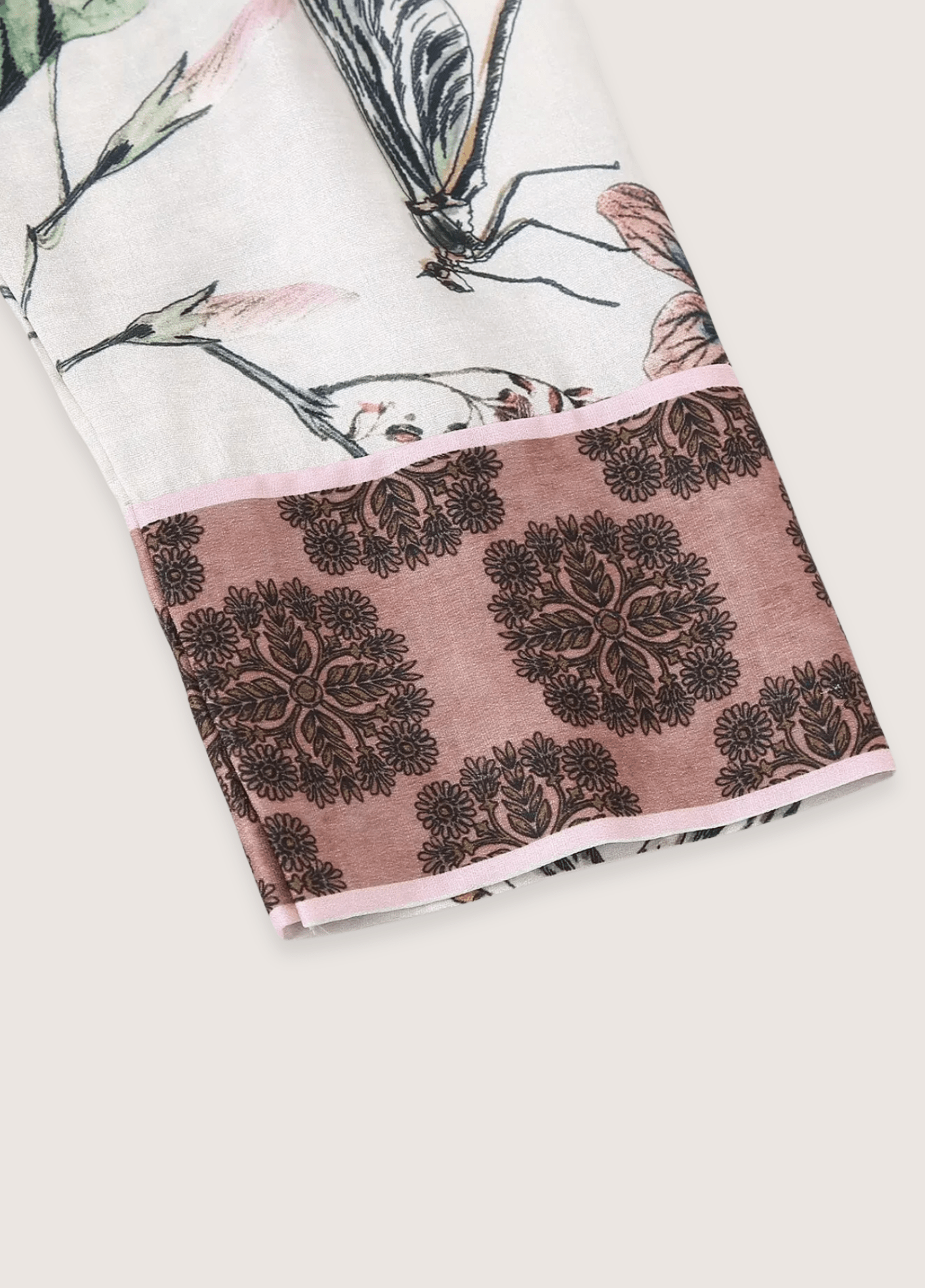 Kimono court femme motif pivoine blanc – Yoko