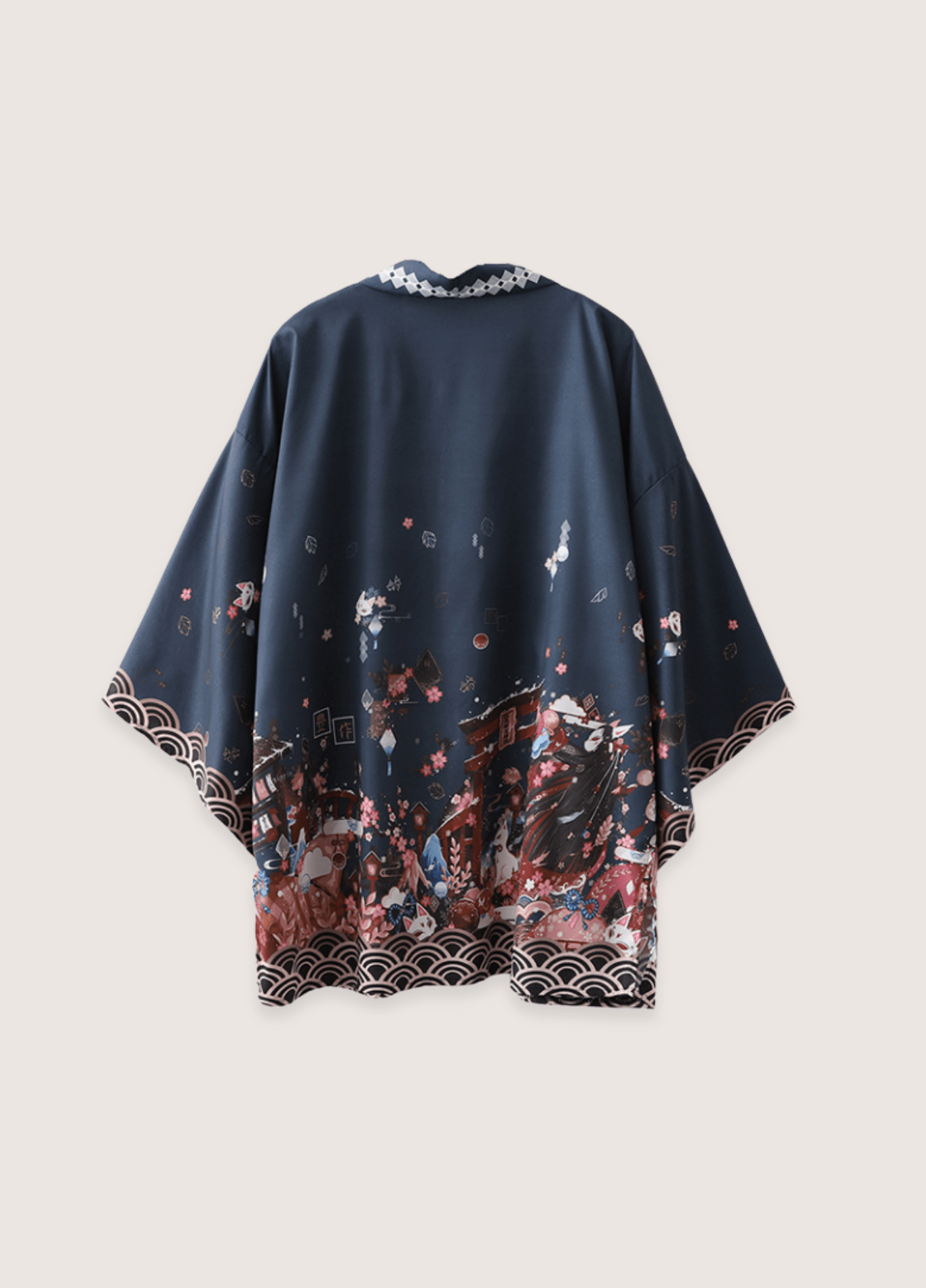 Kimono mixte motif cerisier vert – Vert Mystique