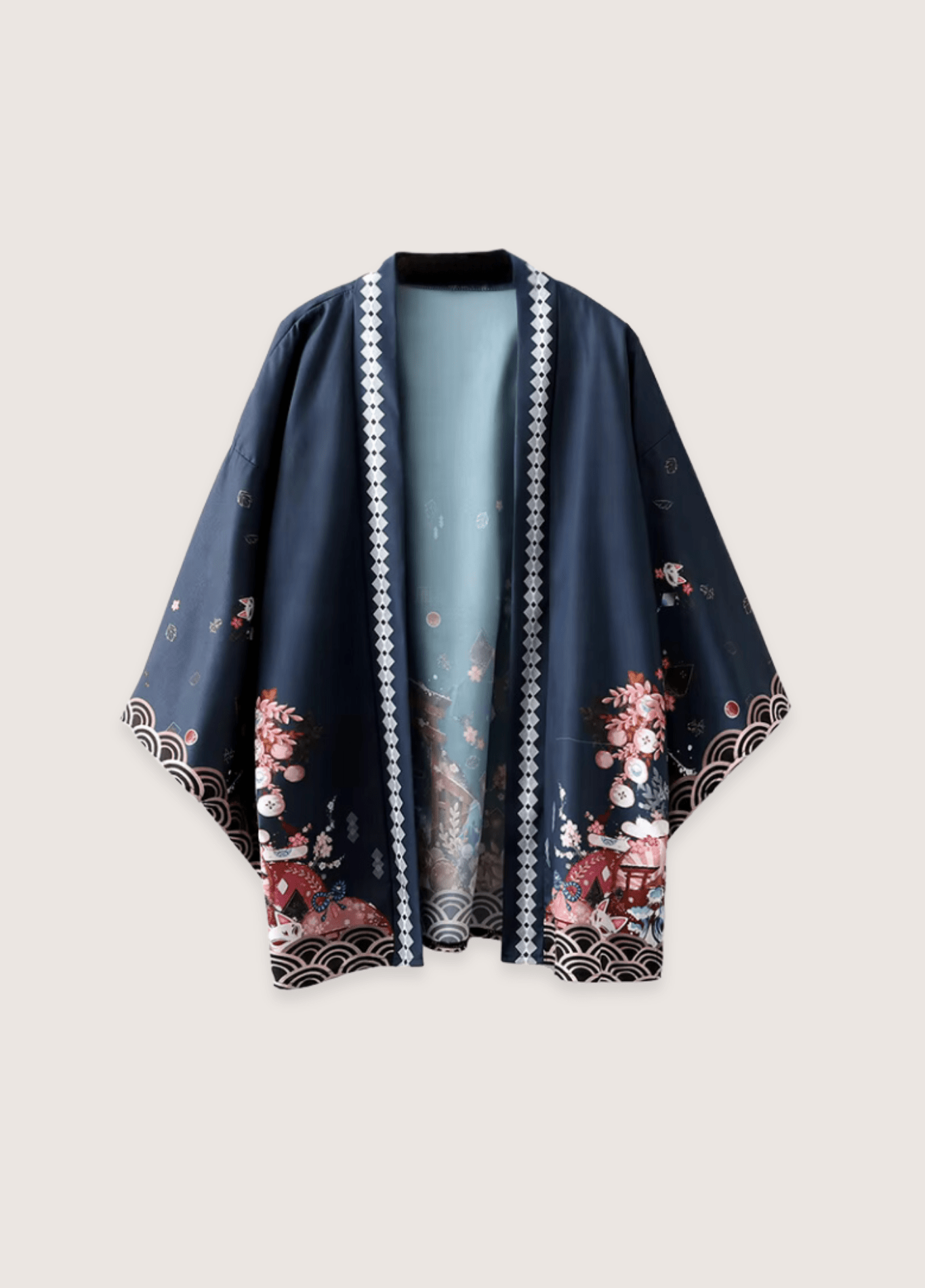 Kimono mixte motif cerisier vert – Vert Mystique