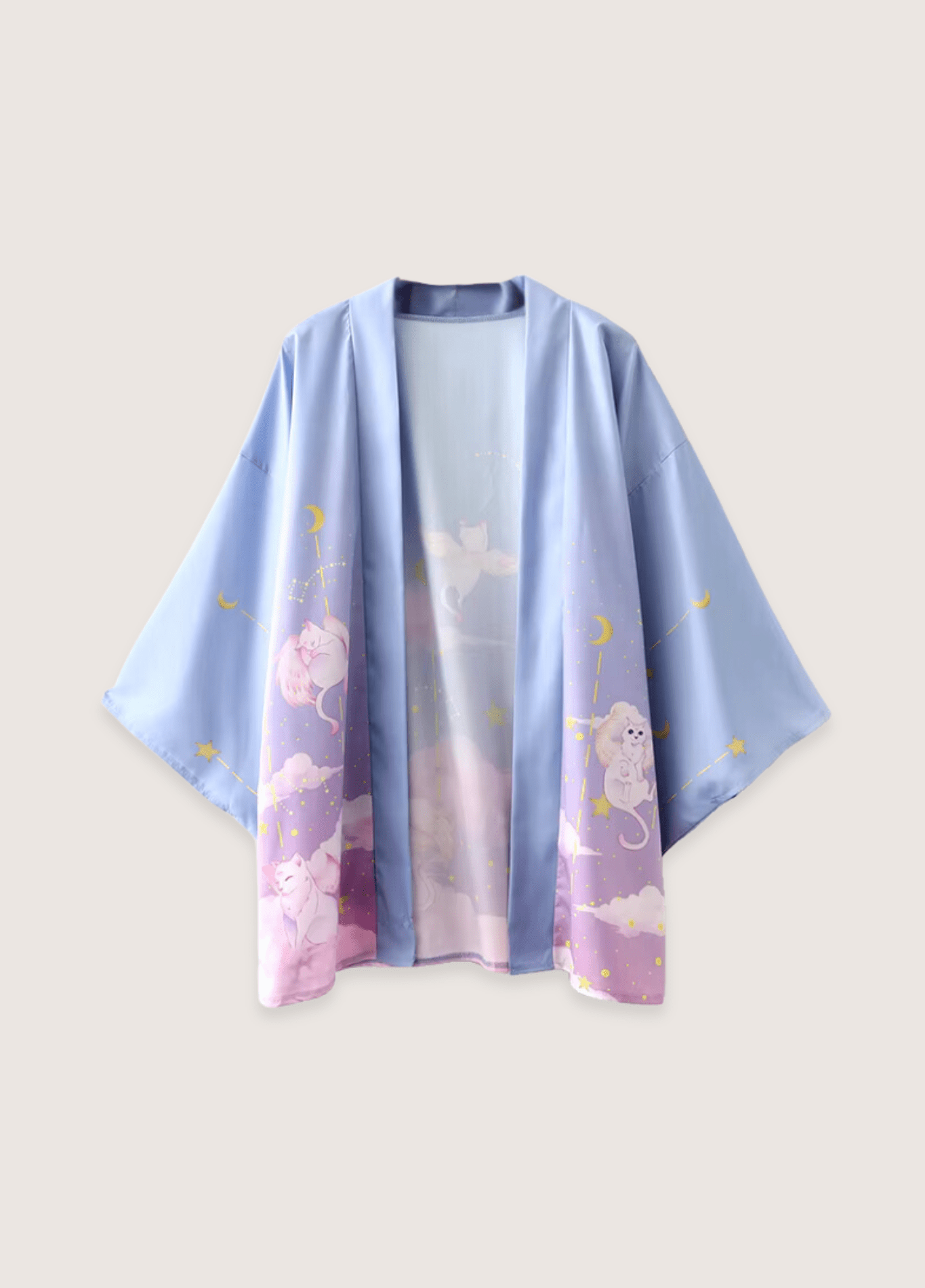 Kimono court mixte motif chat bleu – Chat Rêveur