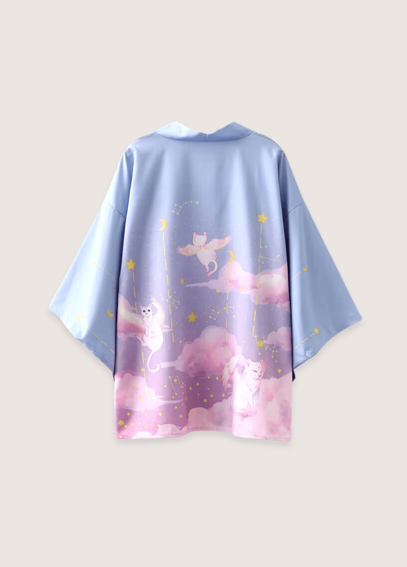 Kimono court mixte motif chat bleu – Chat Rêveur