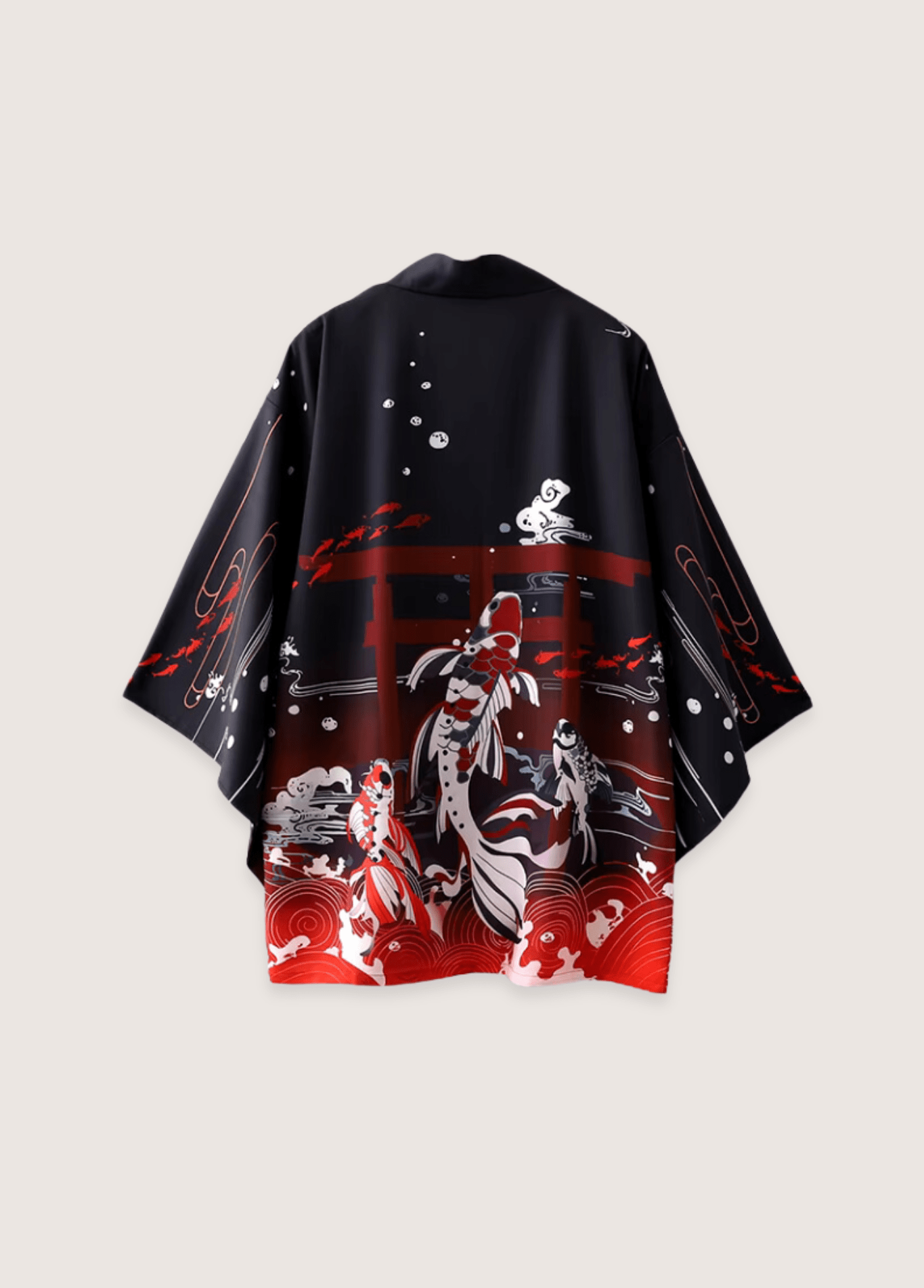 Kimono mixte motif carpe koï noir – Élégance Aquatique