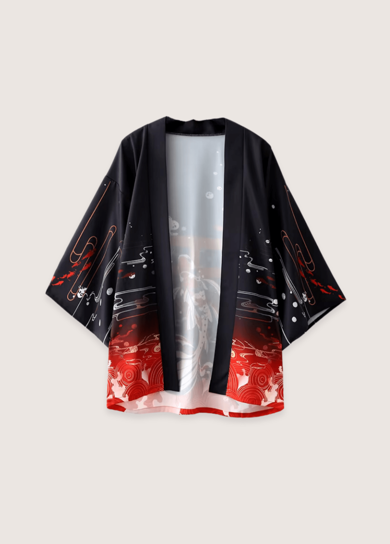 Kimono mixte motif carpe koï noir – Élégance Aquatique