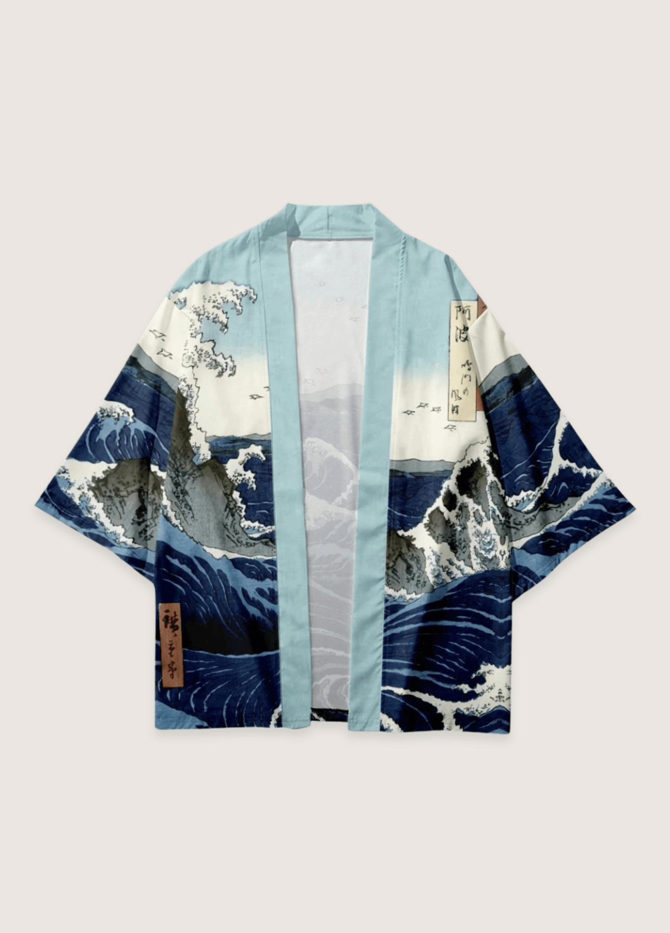 Kimono femme satiné motif vague bleu – Kanagawa