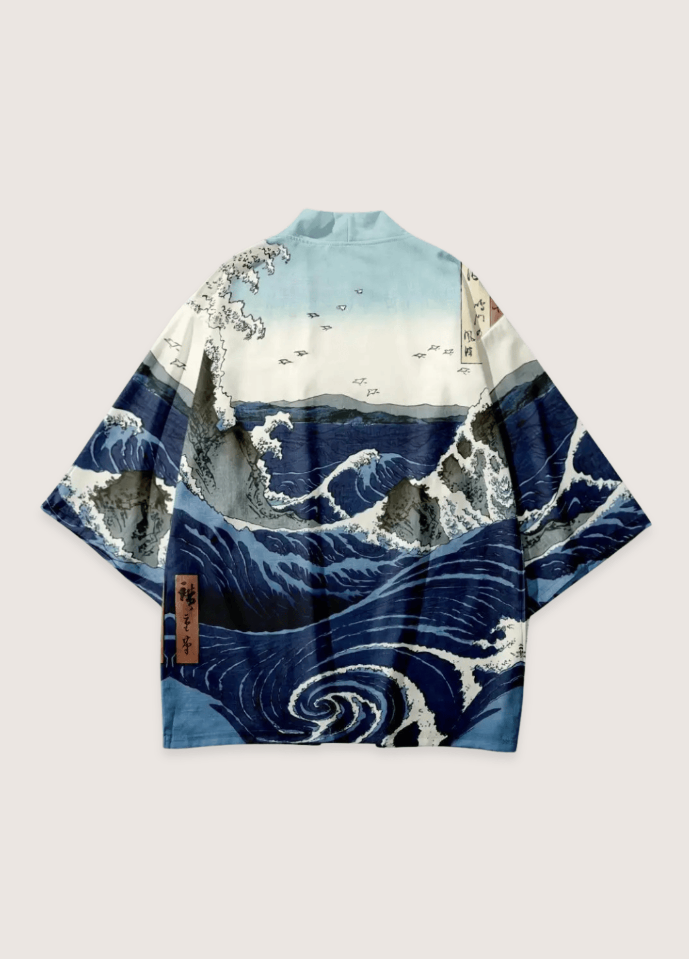 Kimono femme satiné motif vague bleu – Kanagawa