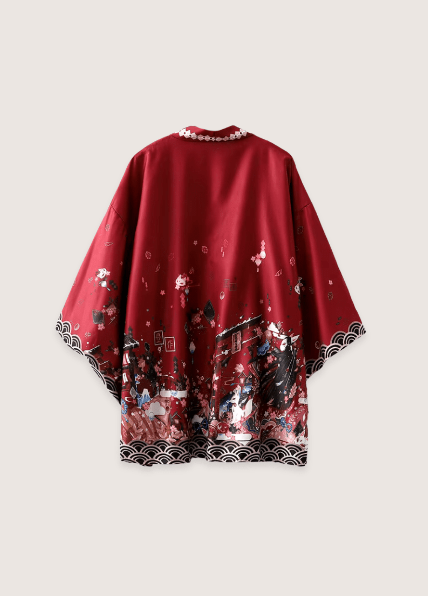 Kimono mixte motif cerisier rouge – Rouge Mystique
