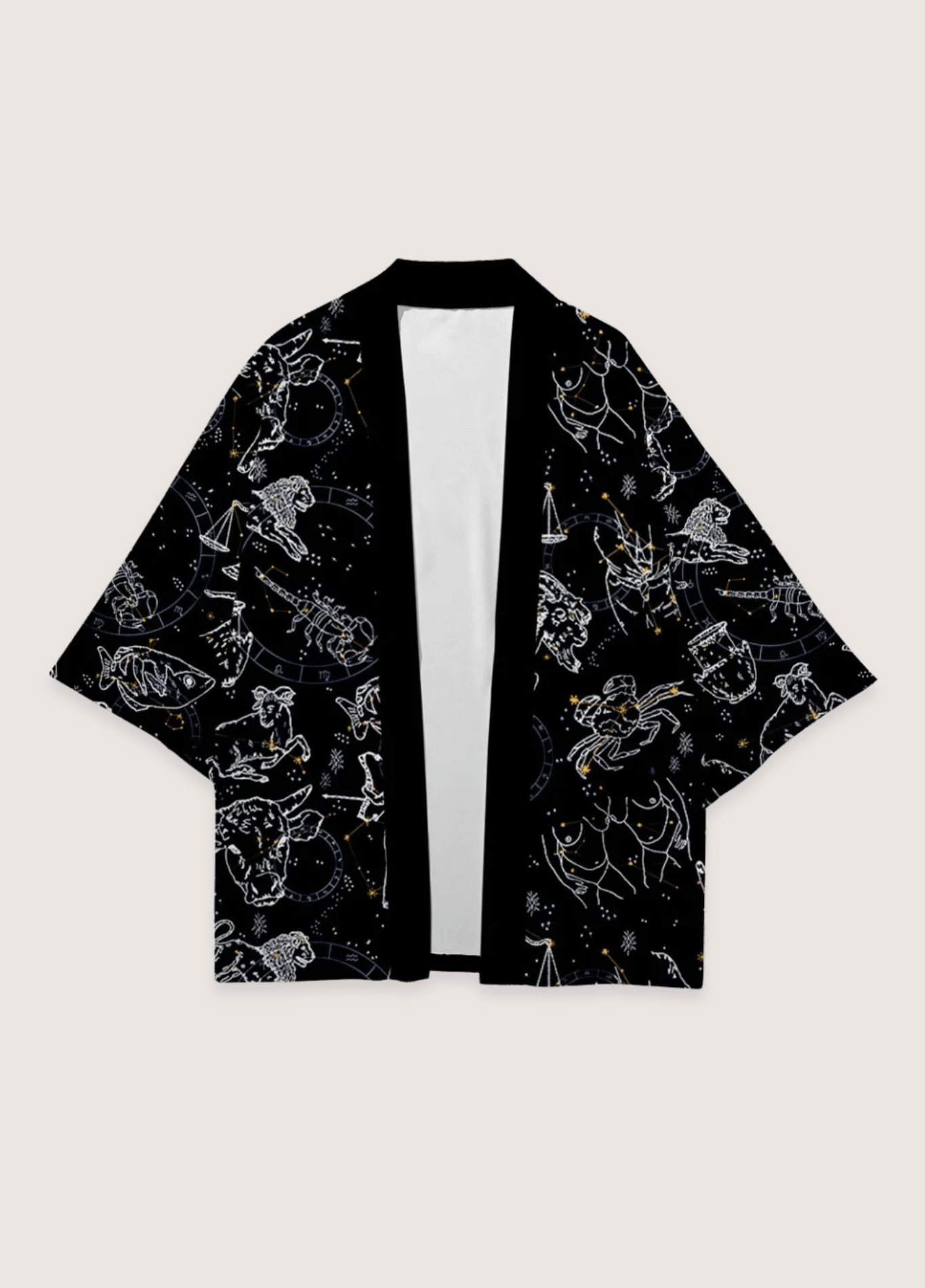 Kimono femme satiné motif encre noir – Seiza