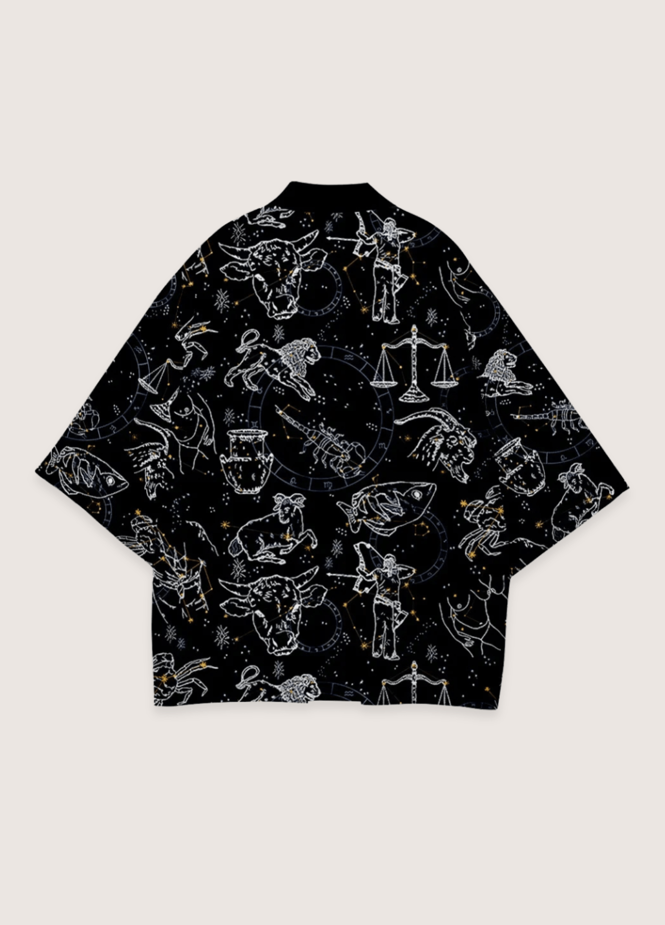 Kimono femme satiné motif encre noir – Seiza