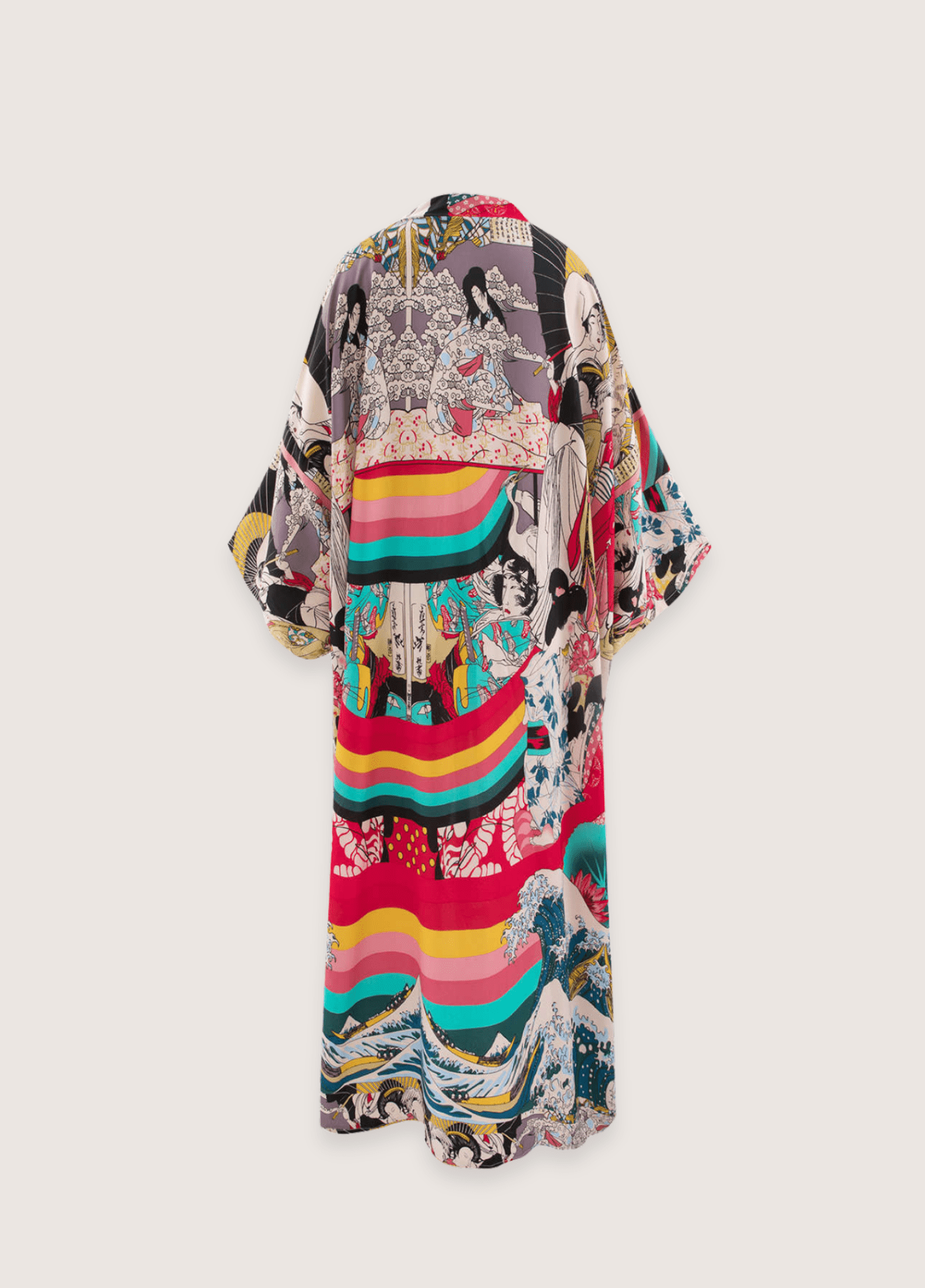 Kimono long femme viscose motif vague japan print – Japan Print