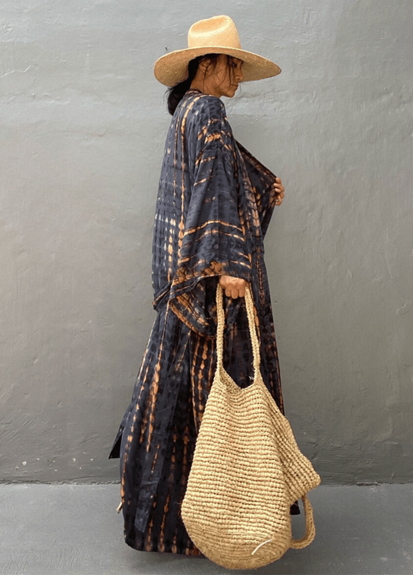 Kimono long femme viscose motif vague – Tie Dye
