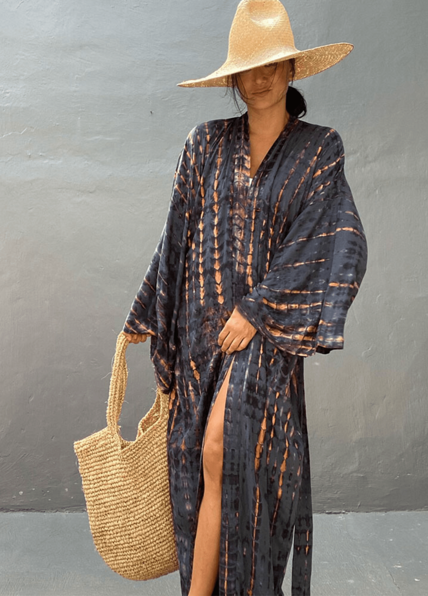 Kimono long femme viscose motif vague – Tie Dye