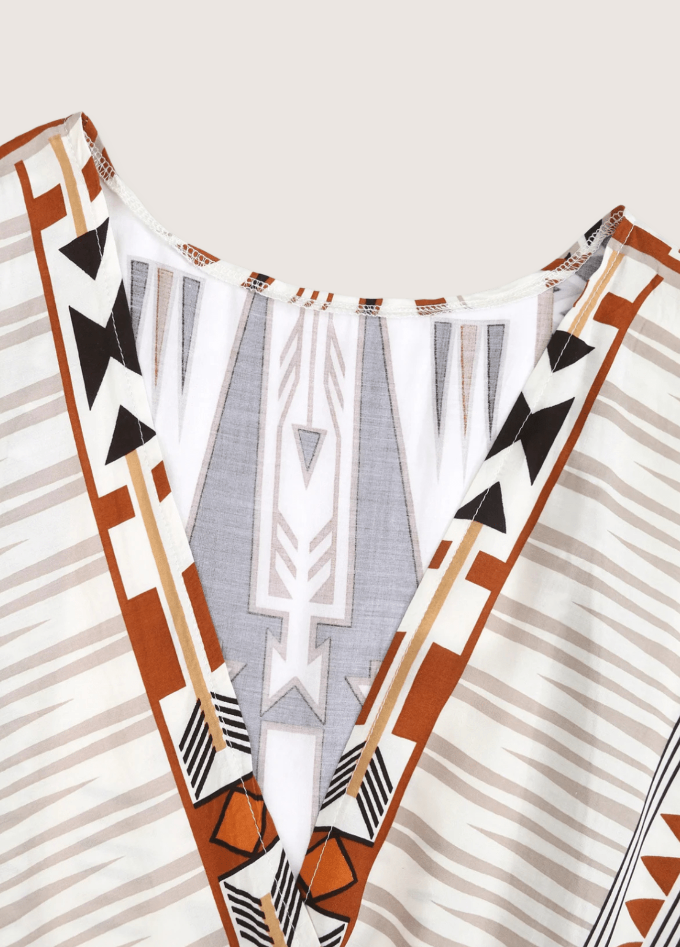Kimono long femme coton motif montagne beige