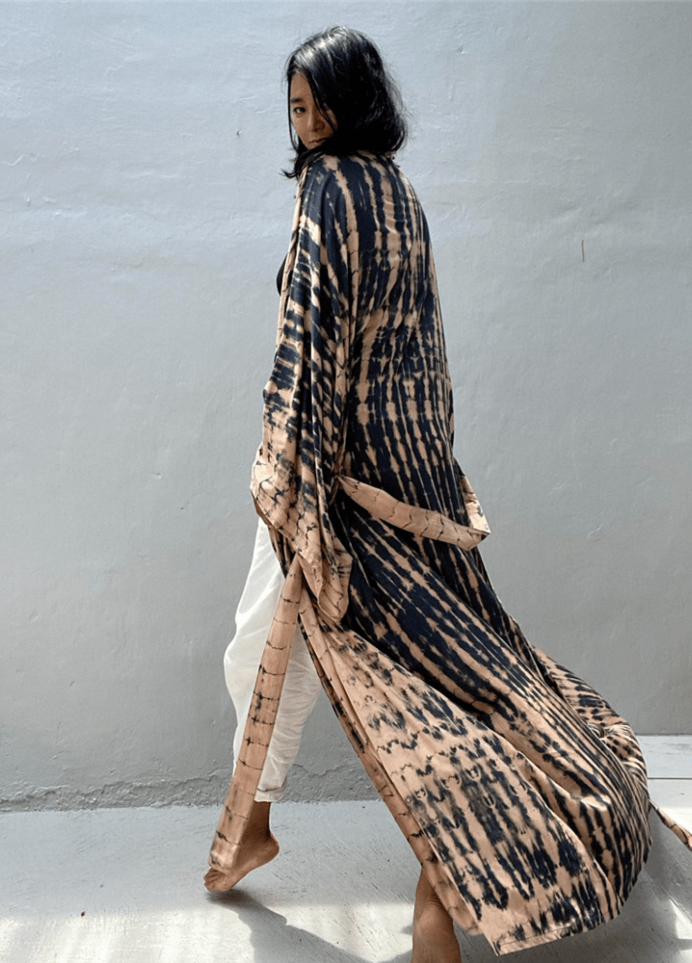 Kimono long femme viscose motif vague – Tie Dye