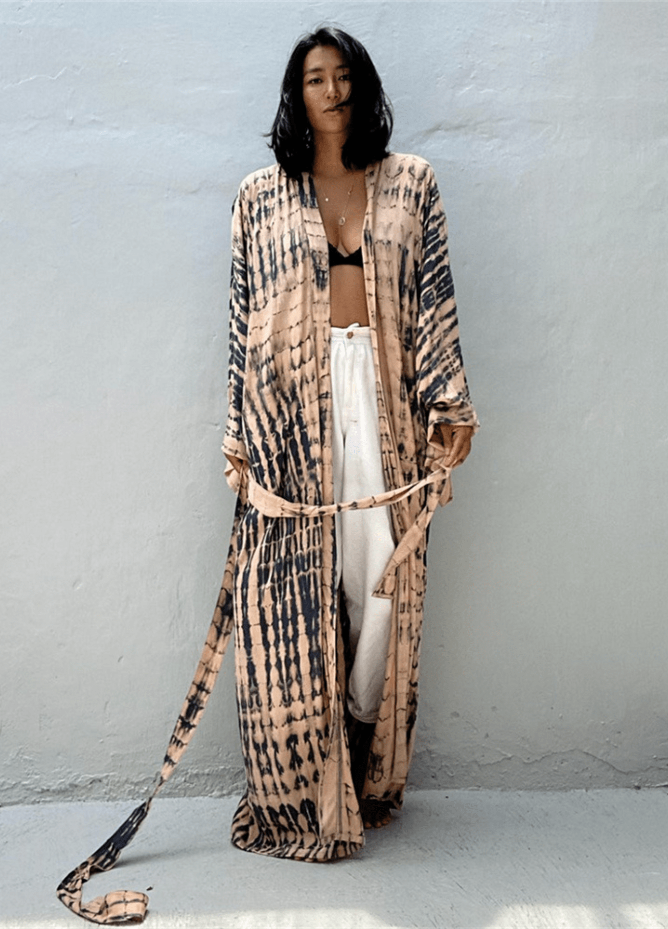 Kimono long femme viscose motif vague – Tie Dye