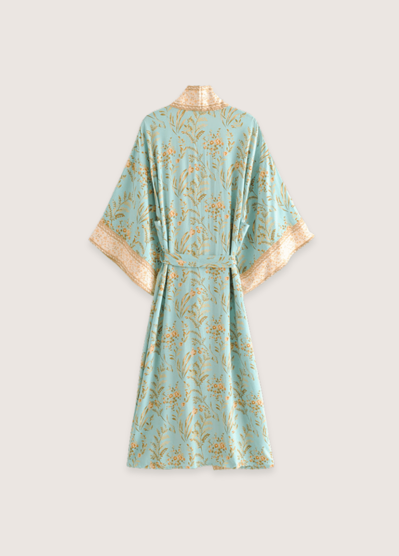 Kimono long femme motif pivoine bleu – Daisy Bohème