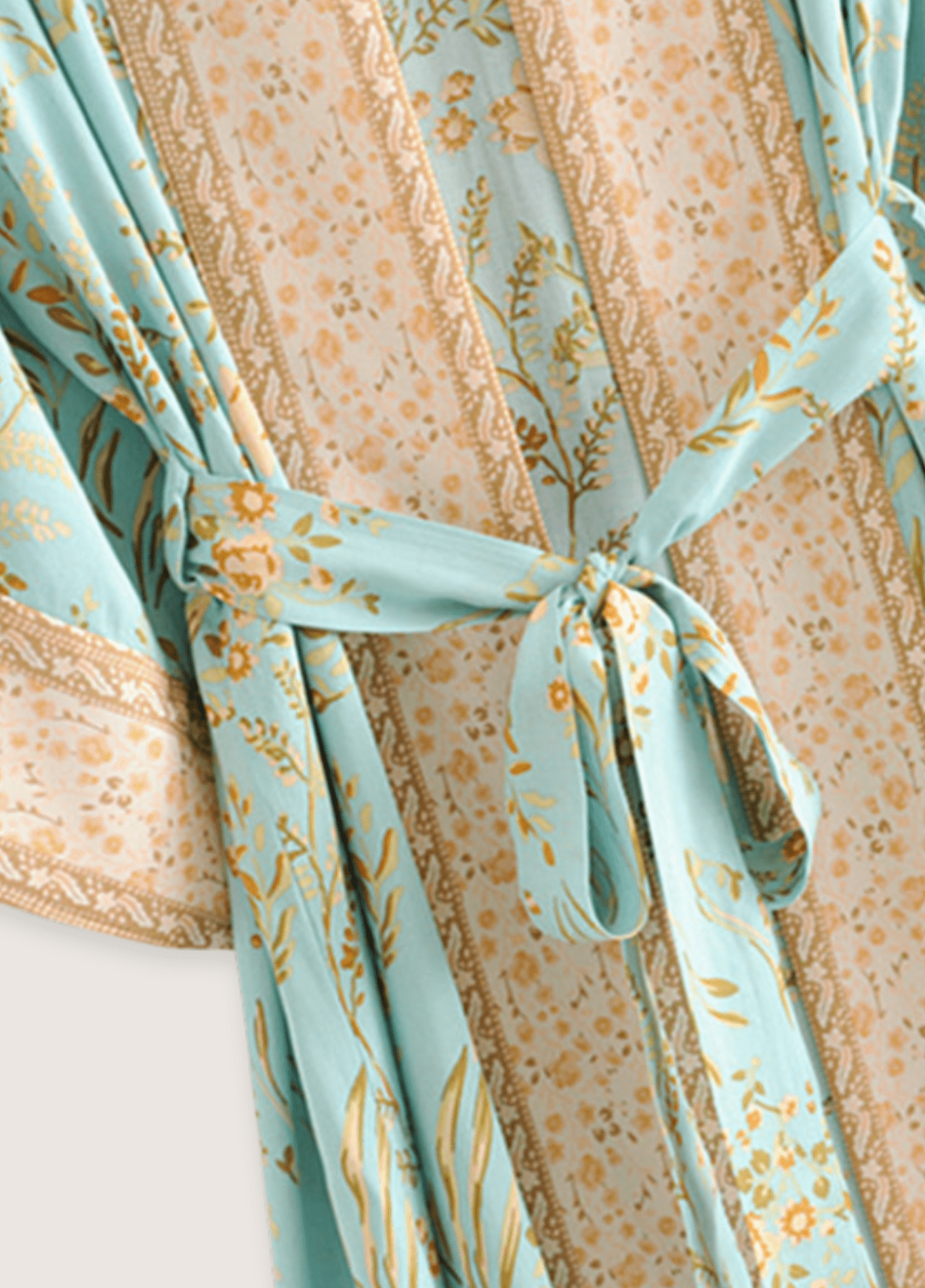 Kimono long femme motif pivoine bleu – Daisy Bohème
