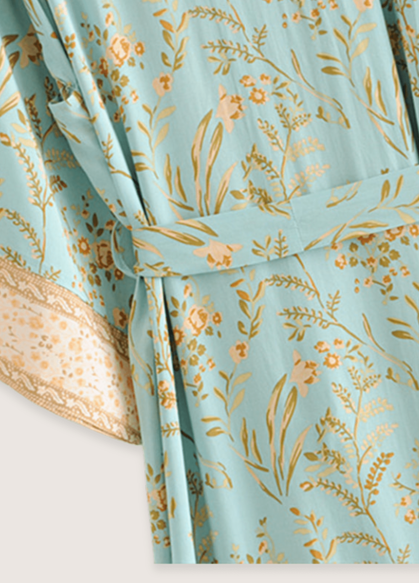 Kimono long femme motif pivoine bleu – Daisy Bohème