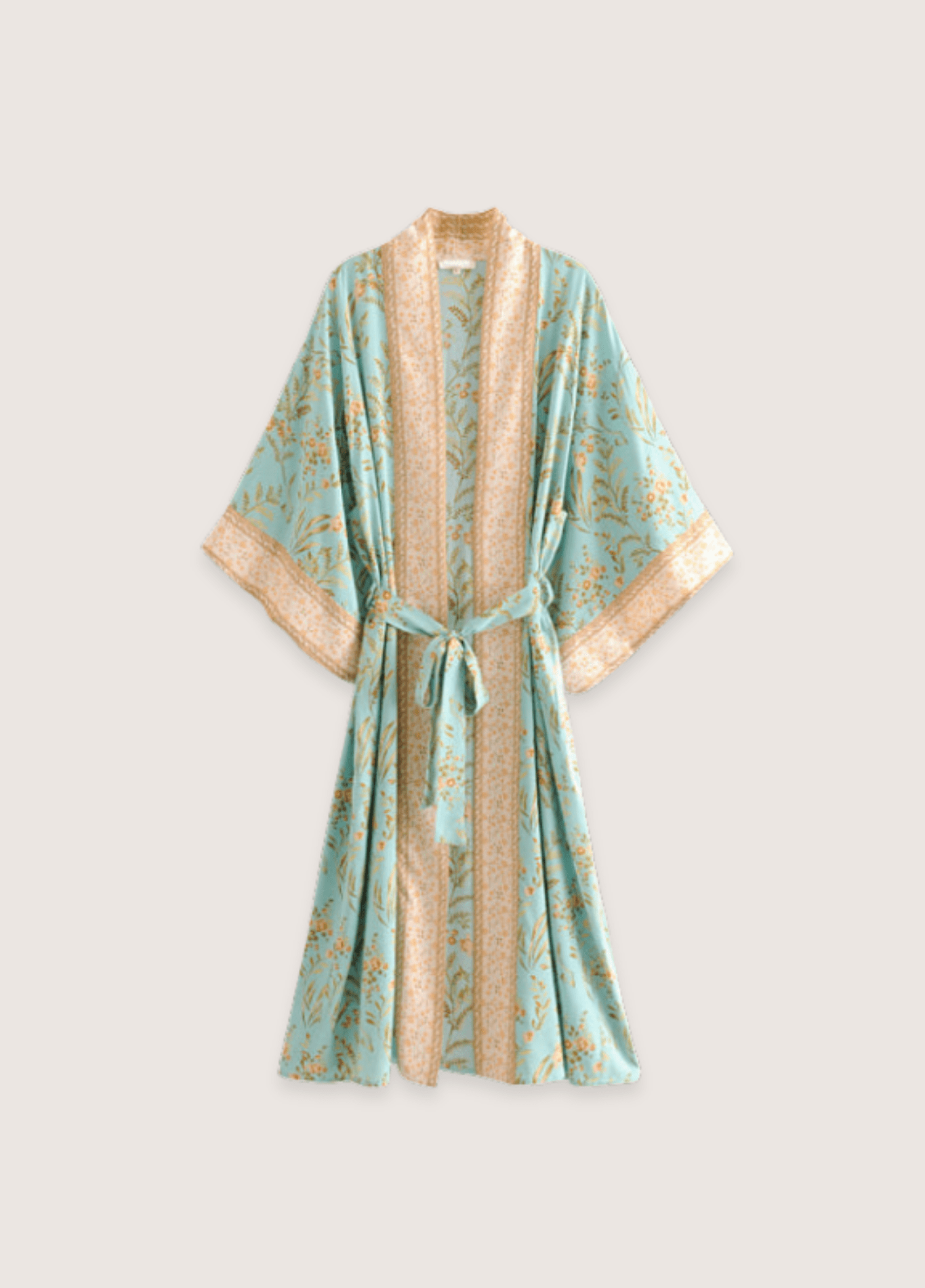 Kimono long femme motif pivoine bleu – Daisy Bohème