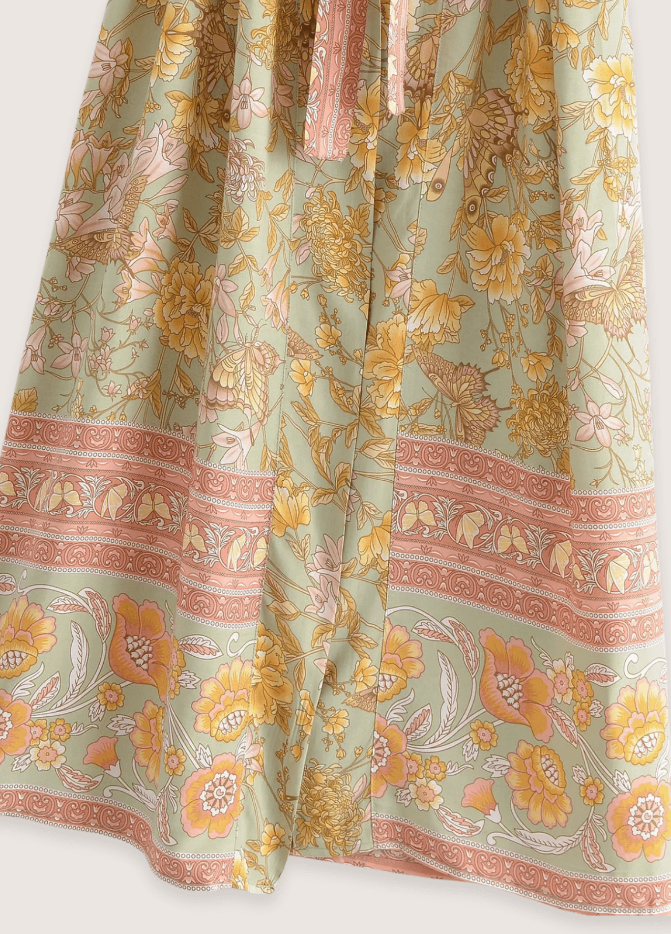 Kimono long femme floral jaune