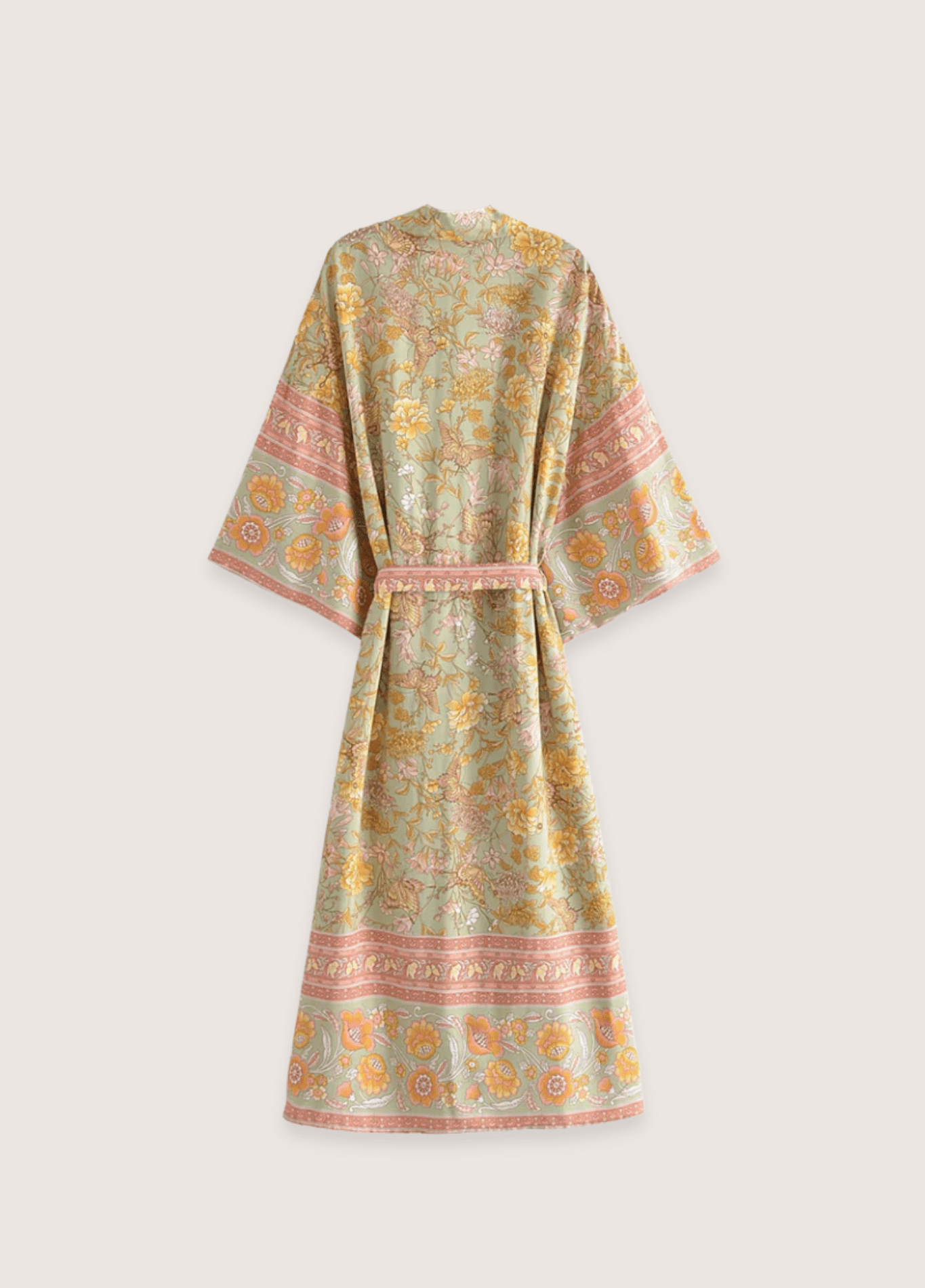 Kimono long femme floral jaune