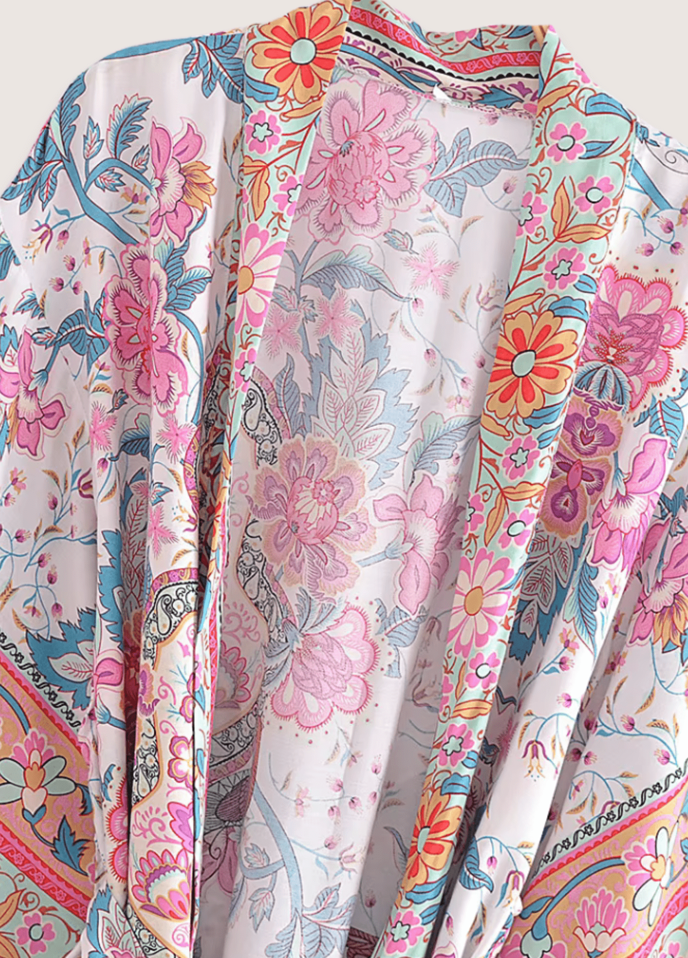 Kimono long femme viscose paisley rose – Bohème Oriental