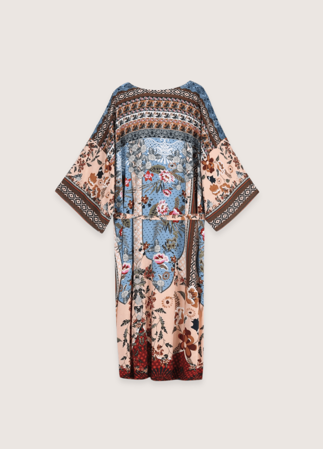 Kimono long femme coton floral multi – Bohème Patchwork Multicolore