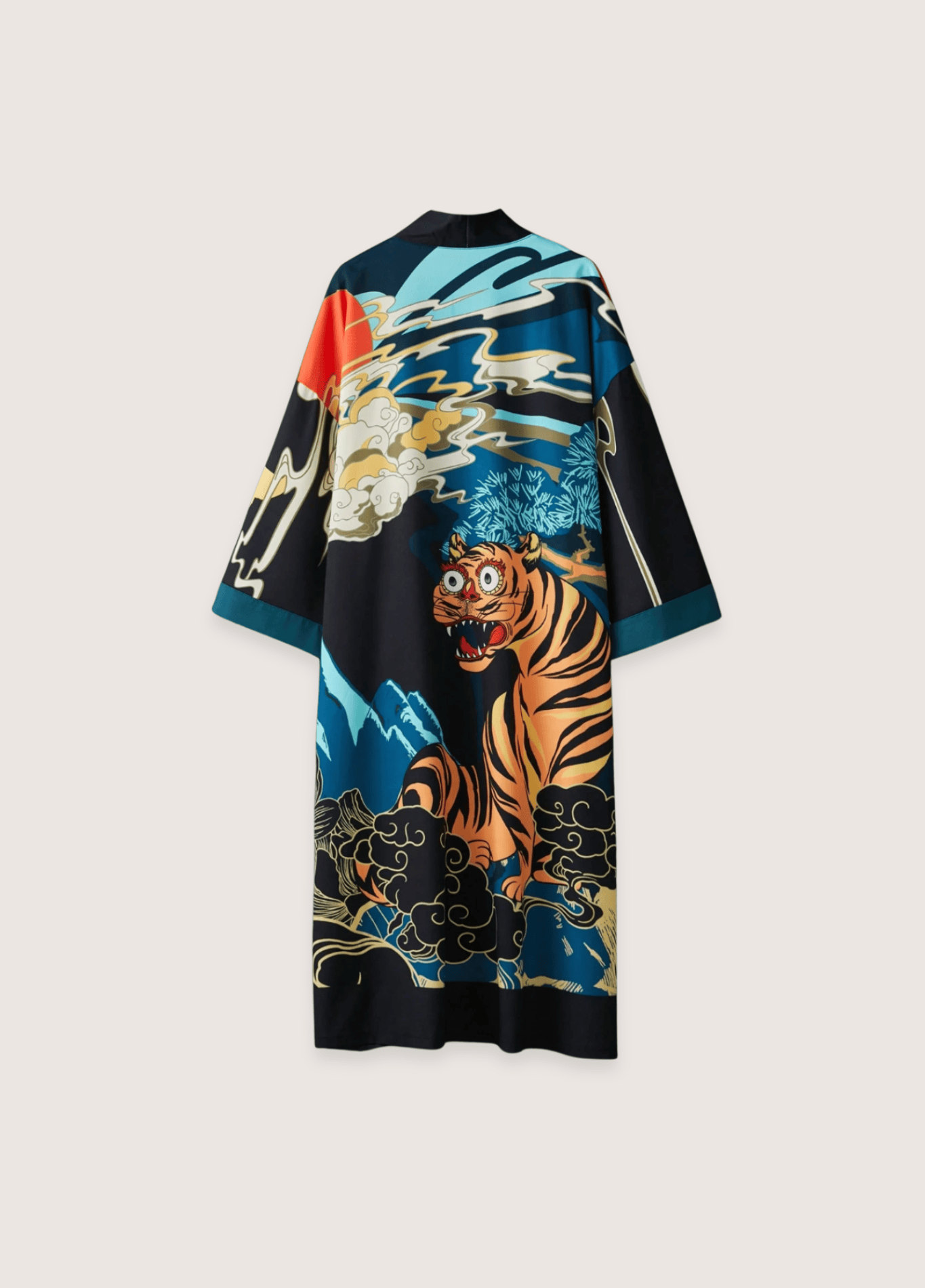 Kimono long femme motif tigre japonais noir – Tora