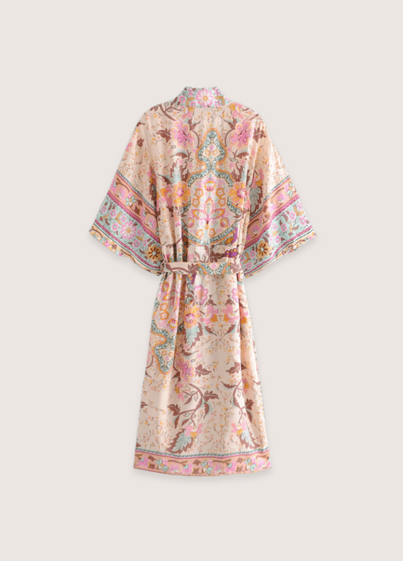Kimono long femme viscose floral rose