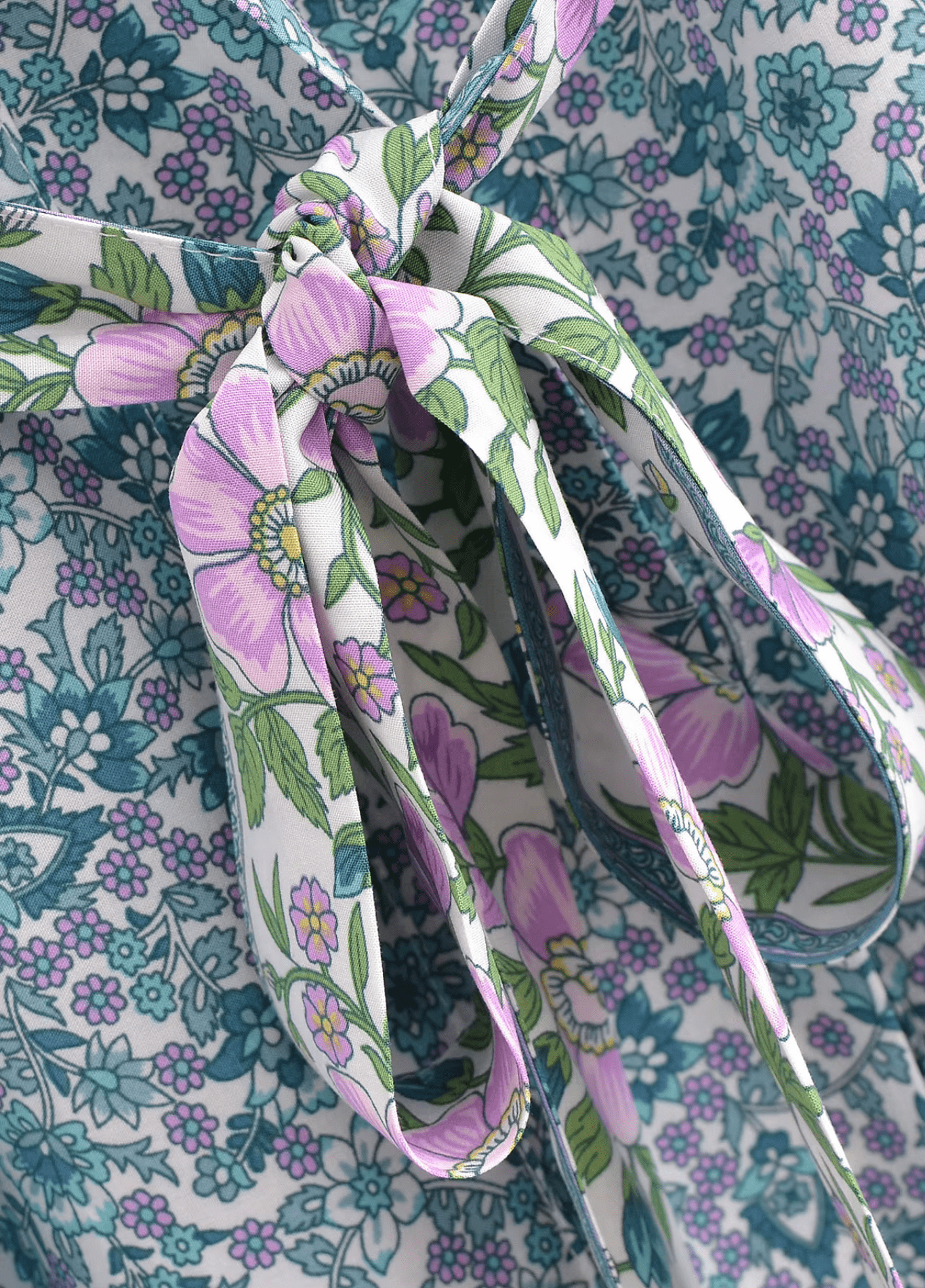 Kimono long femme motif pivoine turquoise – Floral Turquoise