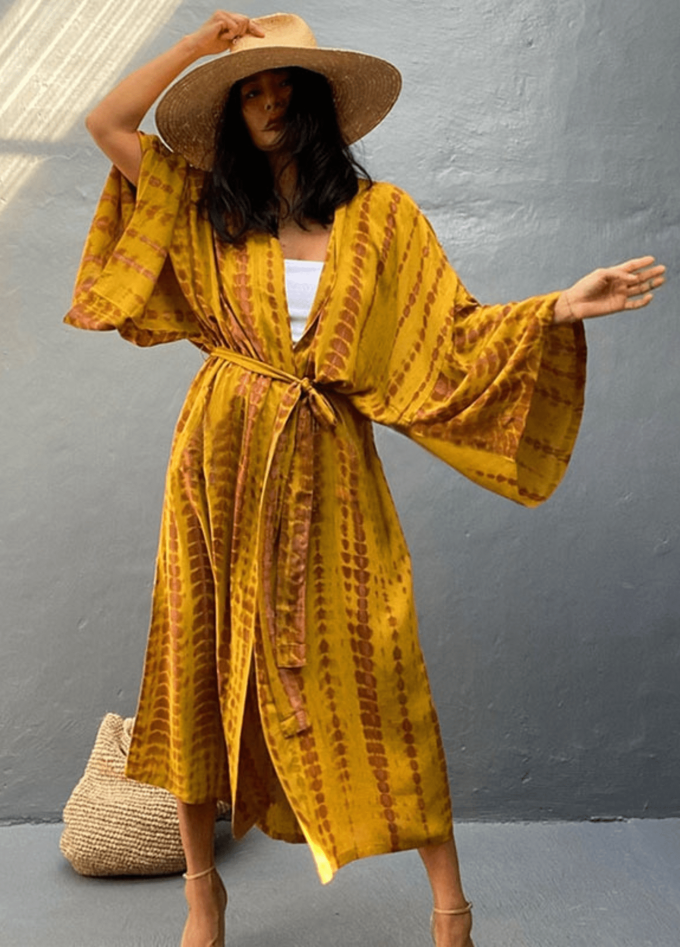 Kimono long femme viscose motif vague – Tie Dye