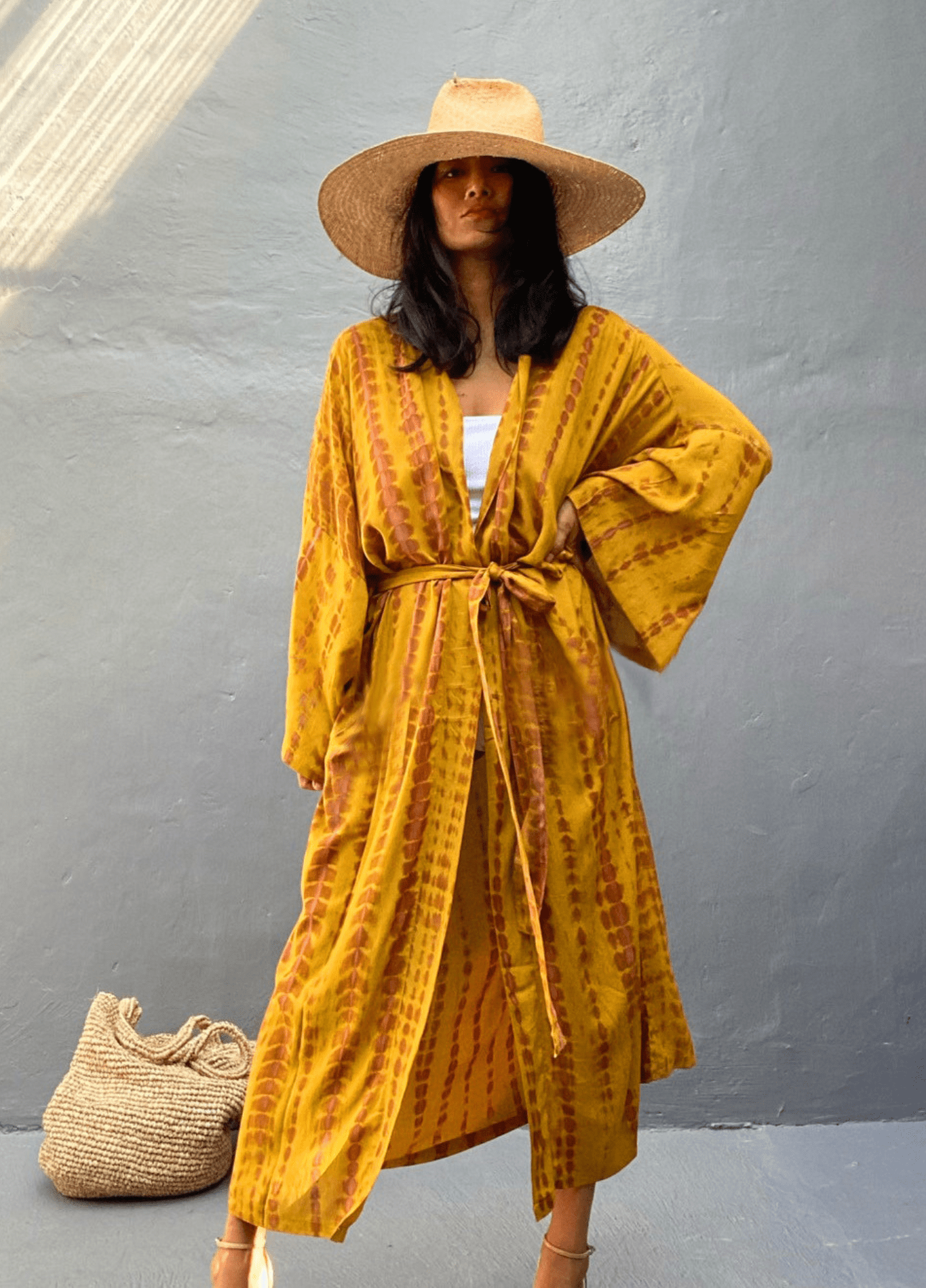 Kimono long femme viscose motif vague – Tie Dye