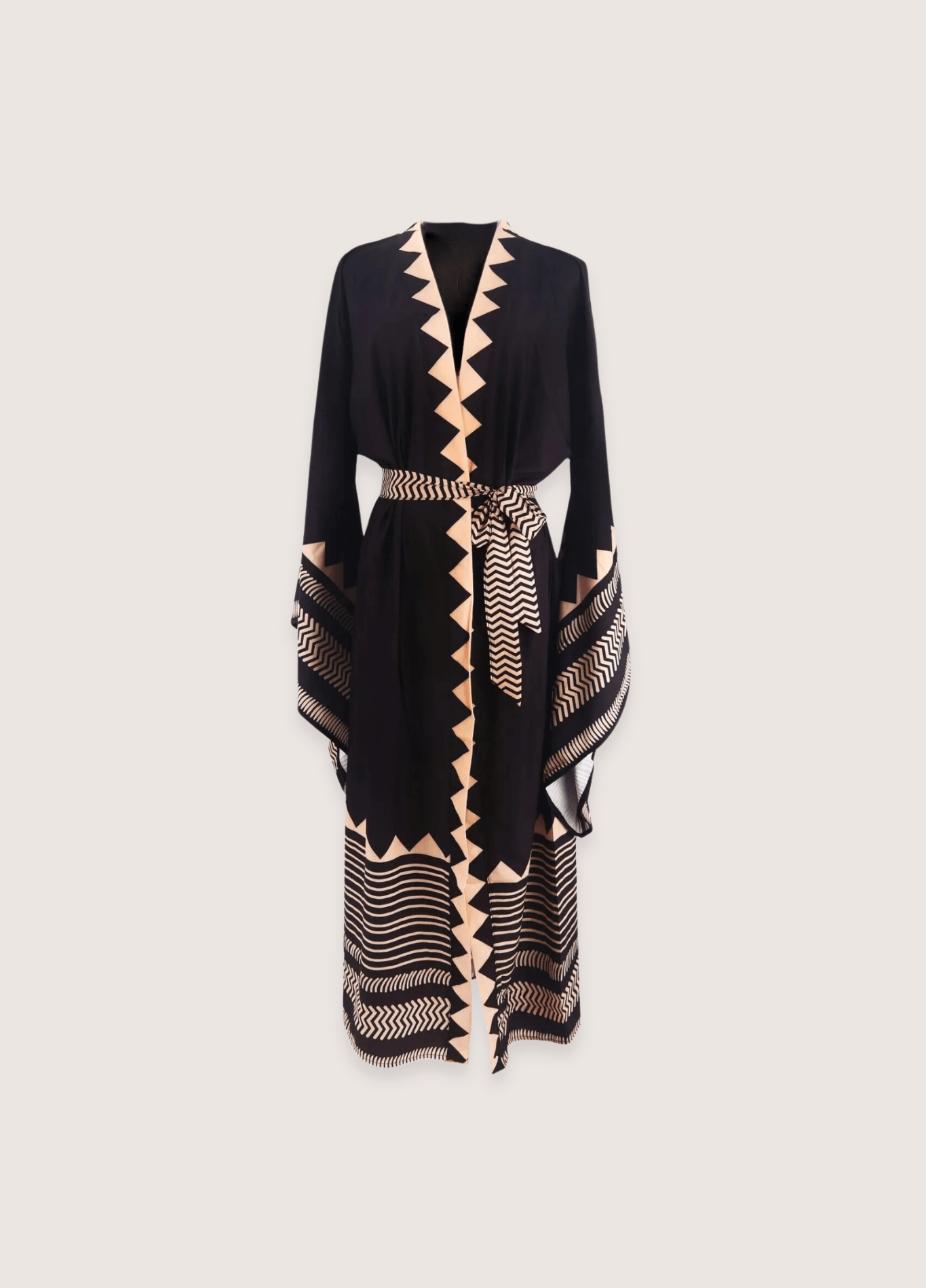 Kimono long femme motif vague noir – Nami