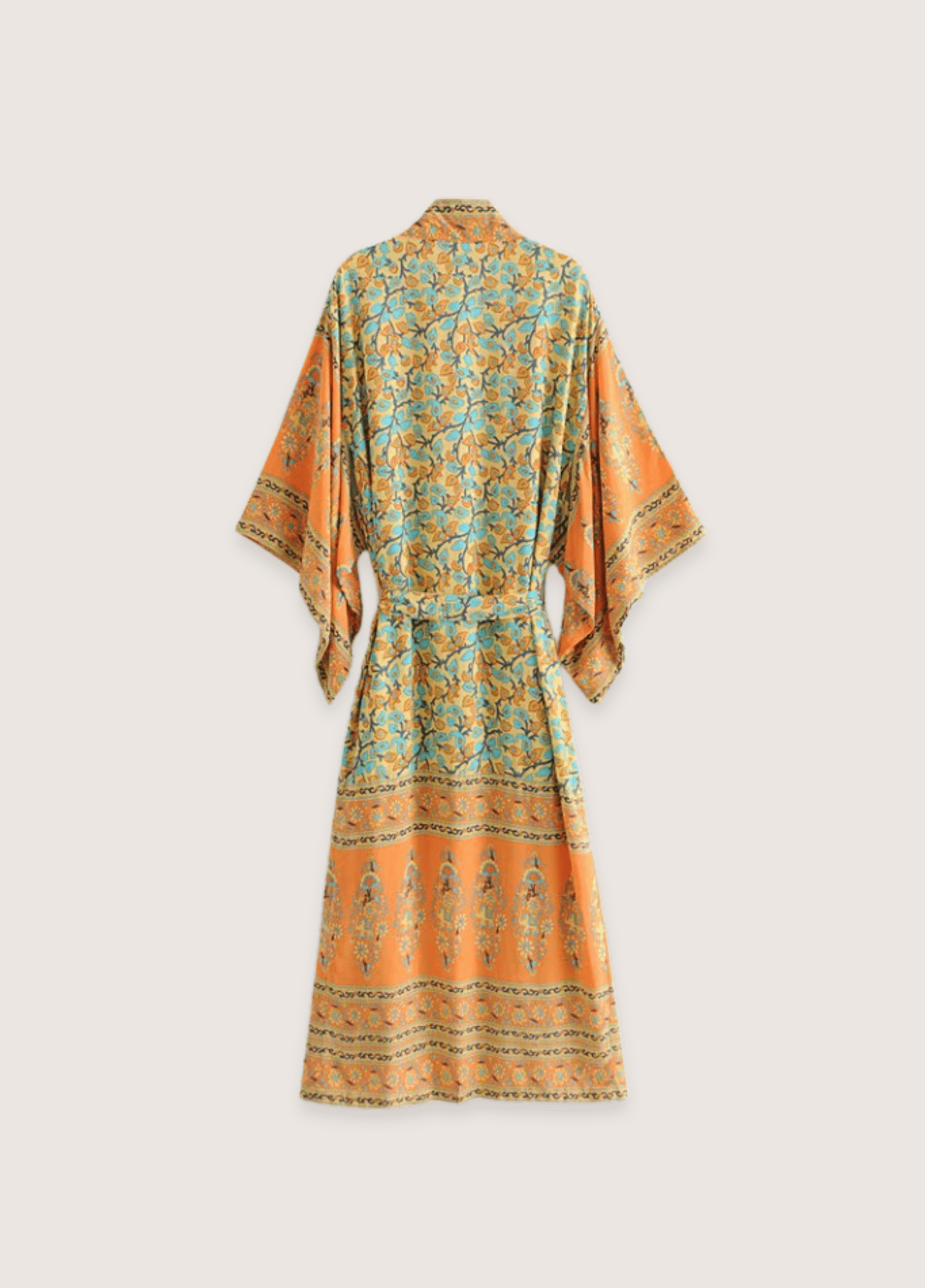 Kimono long femme floral orange – Daisy Bohème