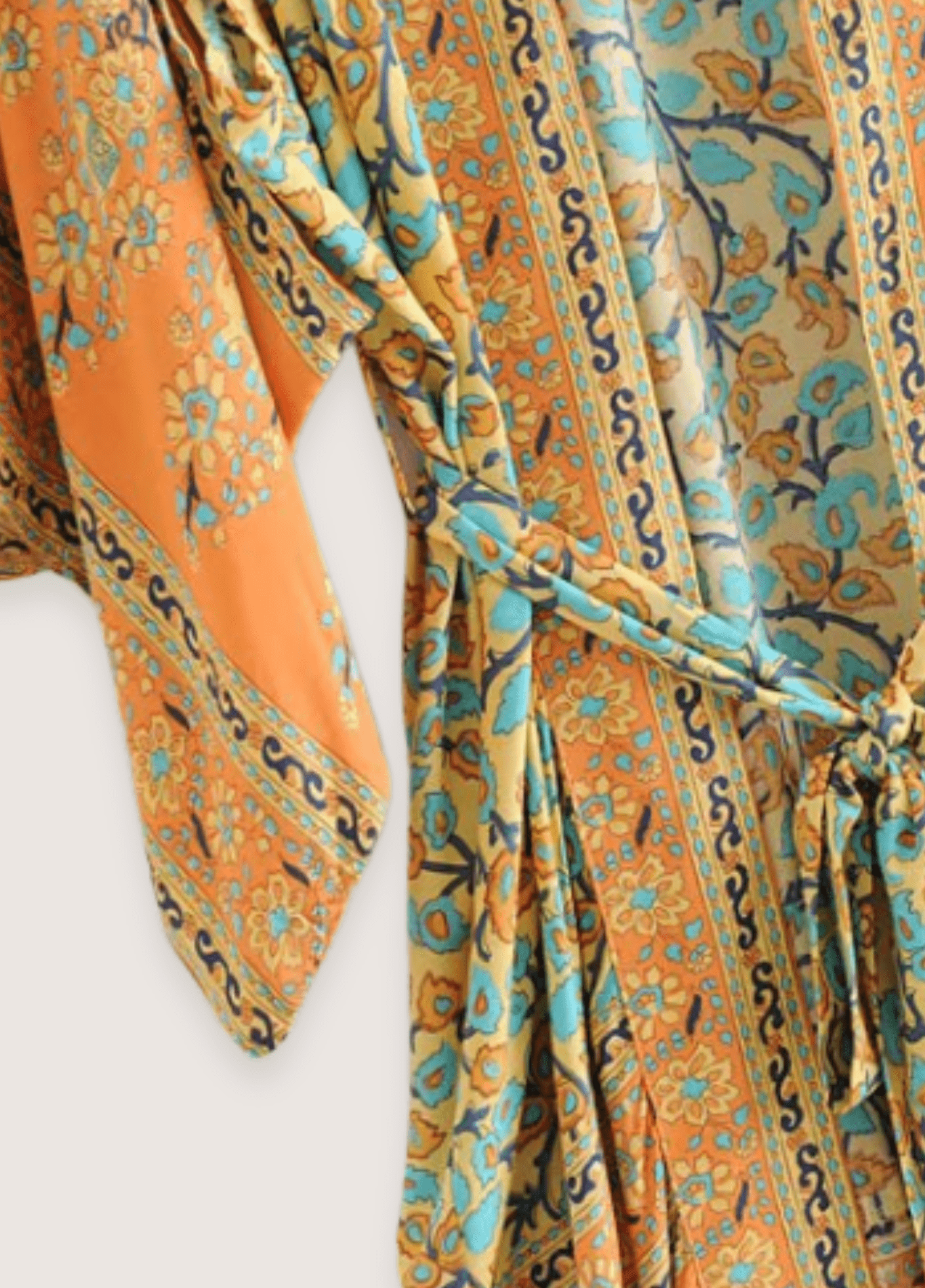 Kimono long femme floral orange – Daisy Bohème