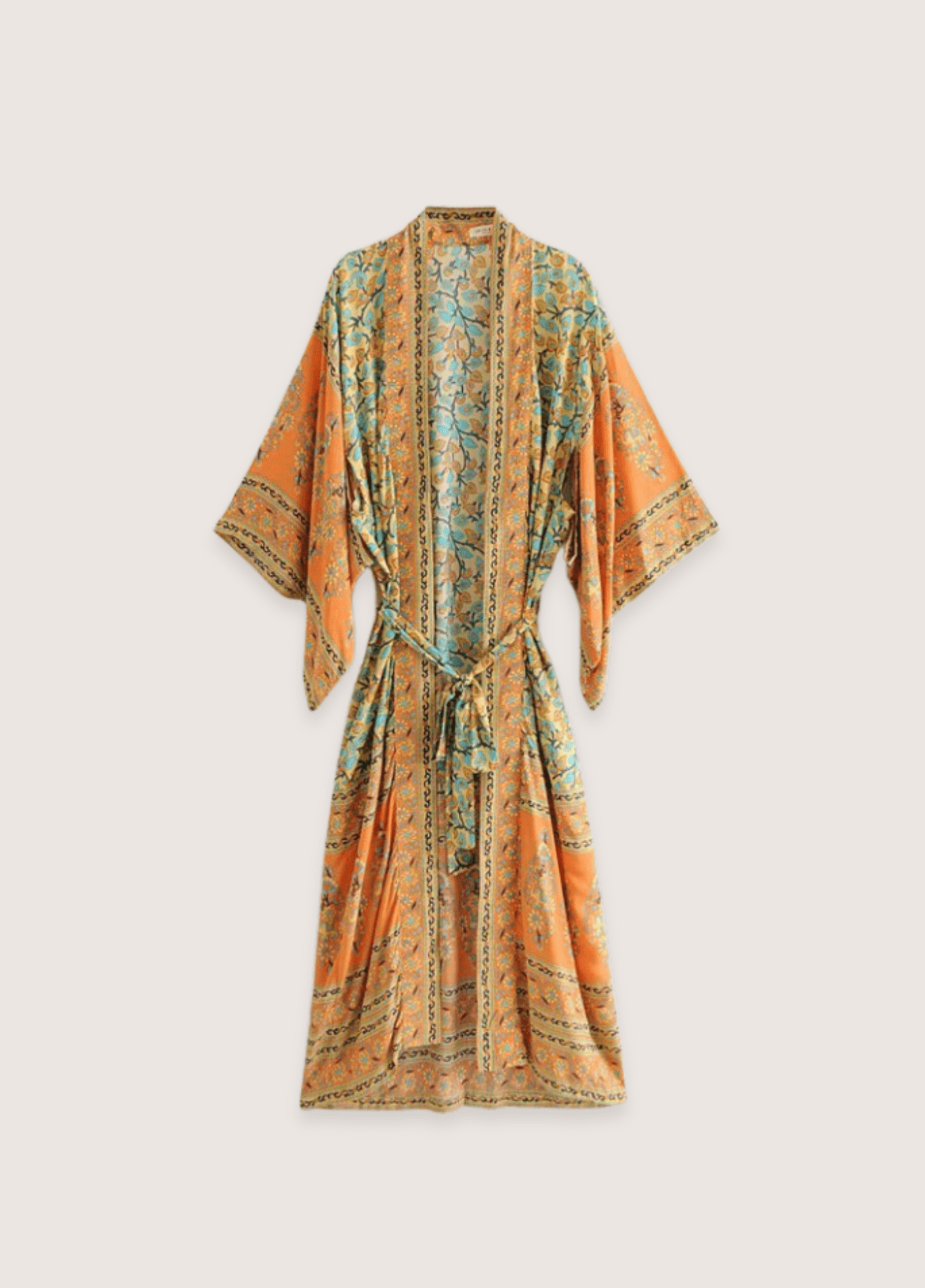 Kimono long femme floral orange – Daisy Bohème