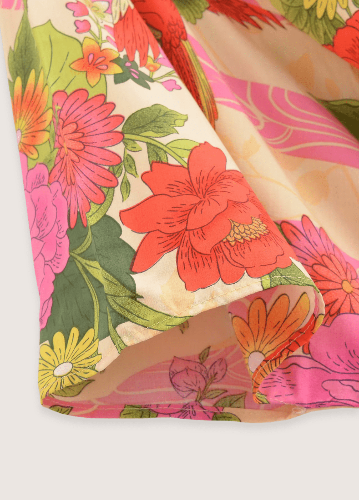 Kimono long femme viscose motif chrysanthème rose – Pivoine