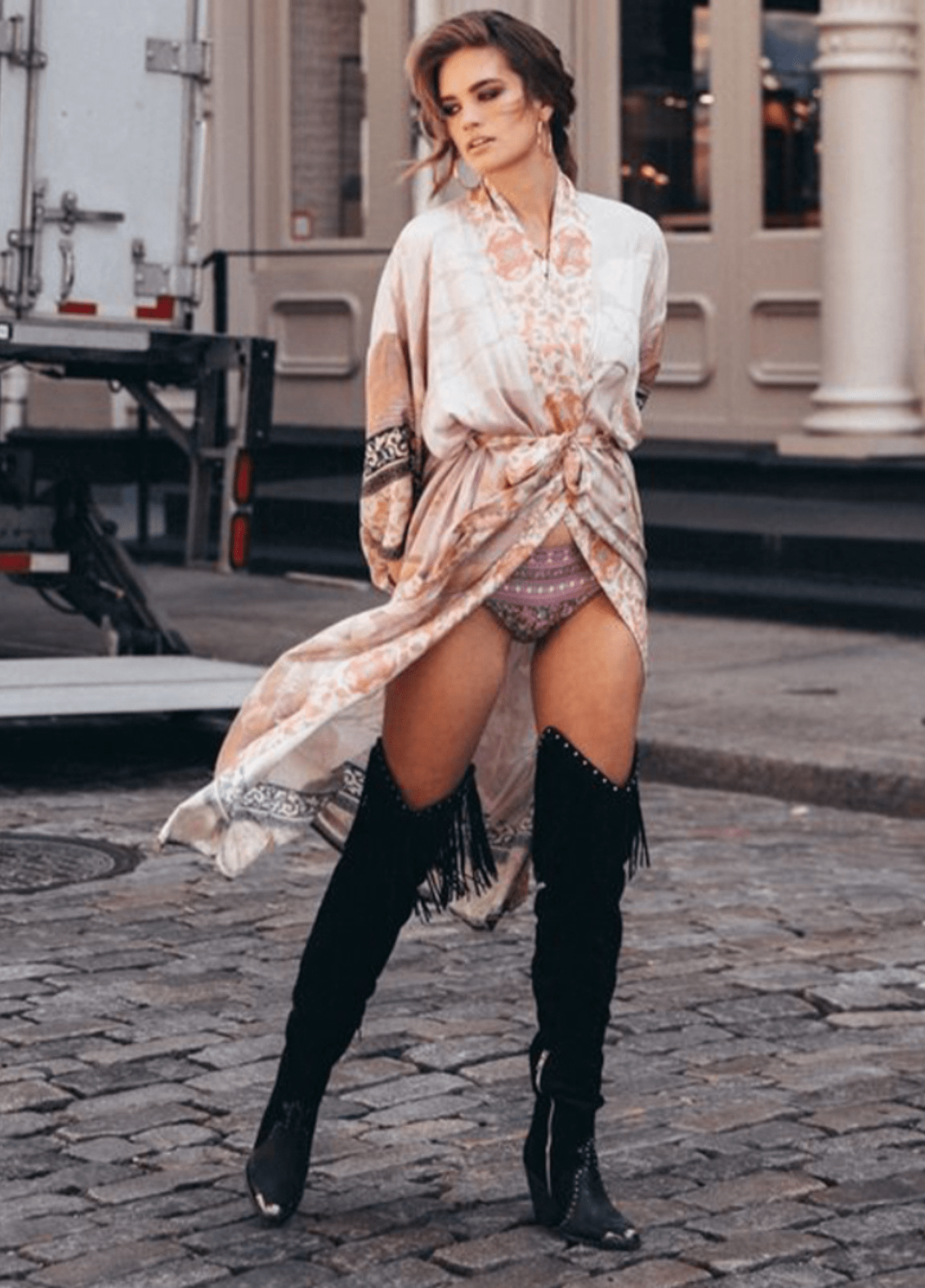 Kimono long femme viscose floral rose – Rose Bohème