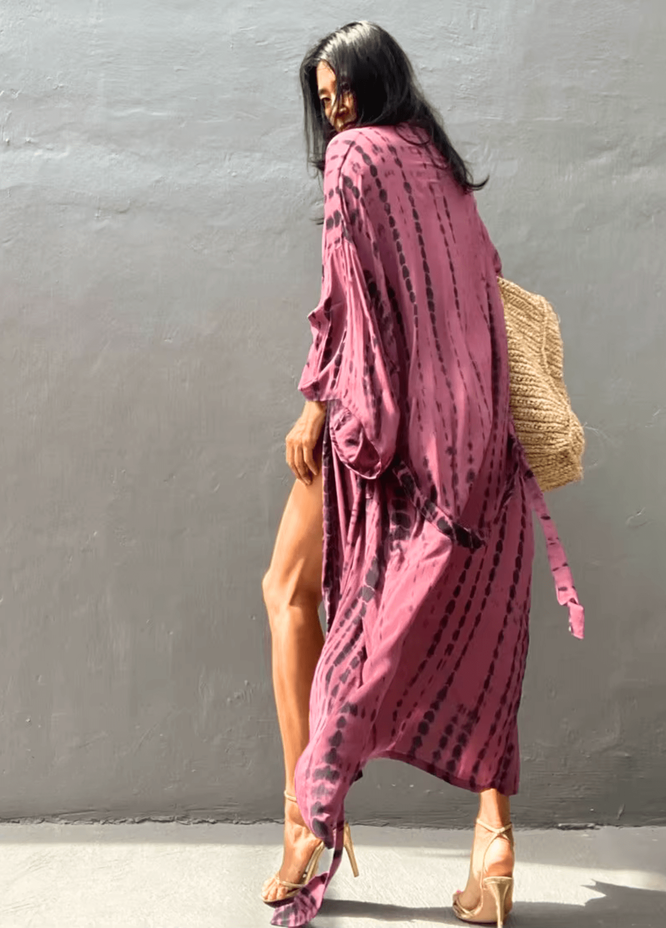 Kimono long femme viscose motif vague – Tie Dye