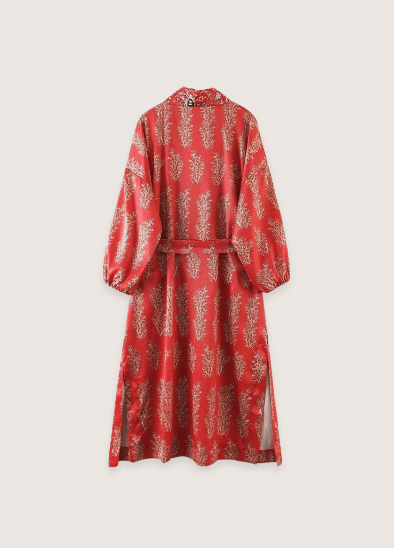 Kimono long femme floral rouge