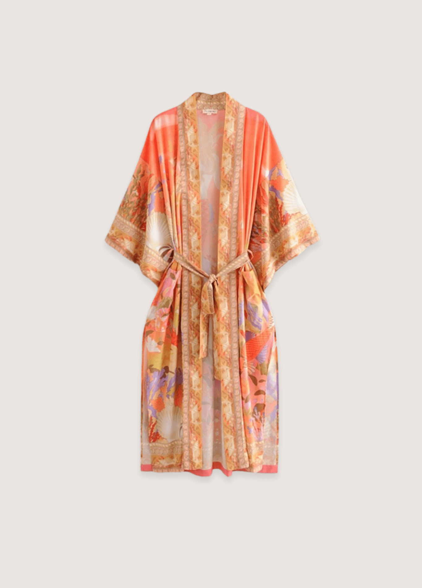 Kimono long femme motif vague pêche – Sirène