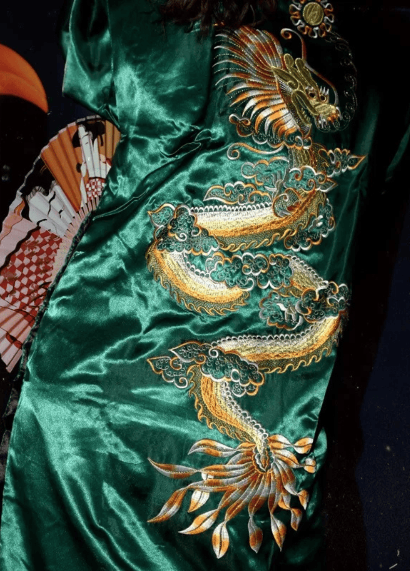 Kimono long femme soie motif dragon vert – Kinryū