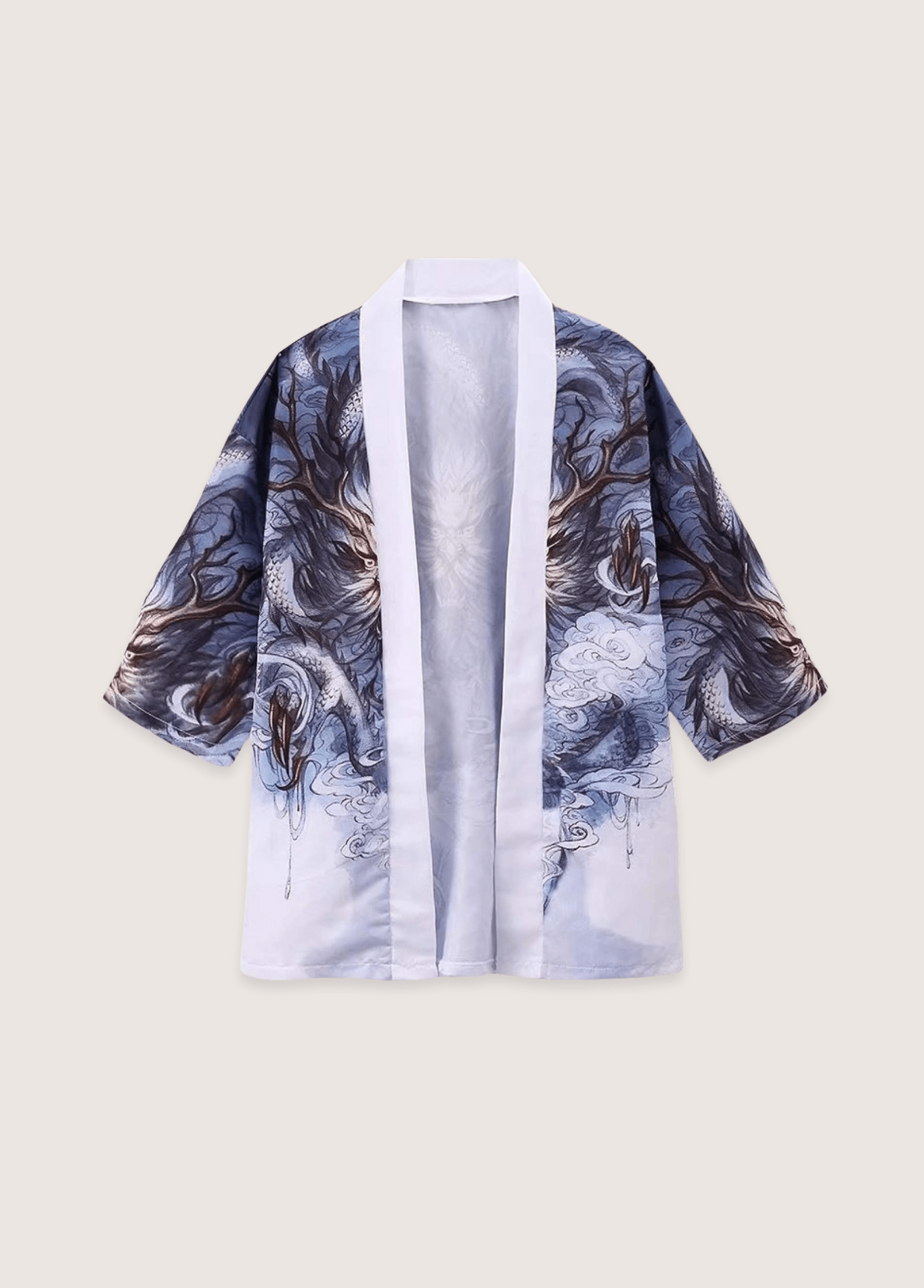 Kimono mixte motif dragon blanc (Édition Prestige)