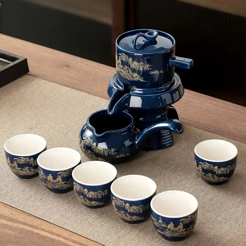 ATELIER-TIBET – Service de Thé Gongfu Cha en Céramique Décorée, Élégance & Tradition