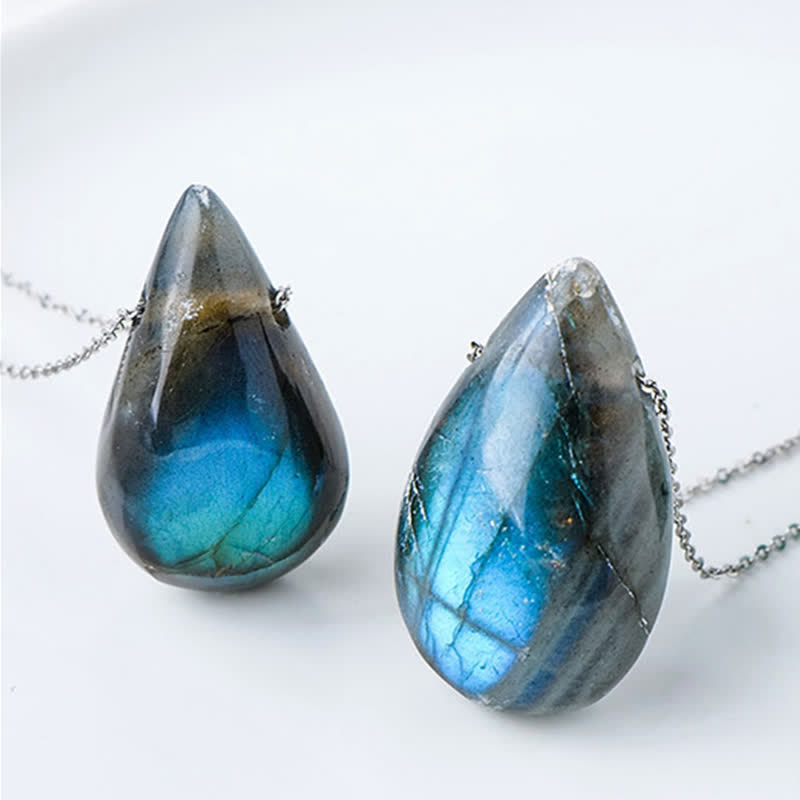 ATELIER-TIBET – Collier Pendentif Goutte d’Eau en Labradorite Naturelle