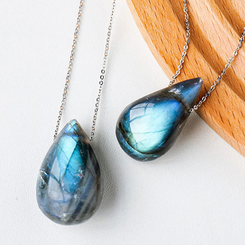 ATELIER-TIBET – Collier Pendentif Goutte d’Eau en Labradorite Naturelle
