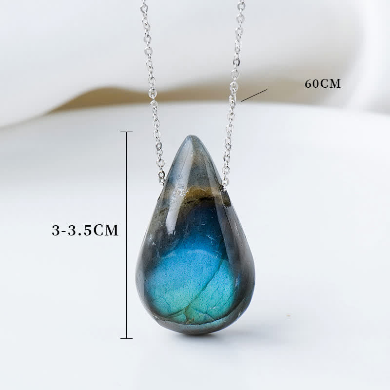ATELIER-TIBET – Collier Pendentif Goutte d’Eau en Labradorite Naturelle