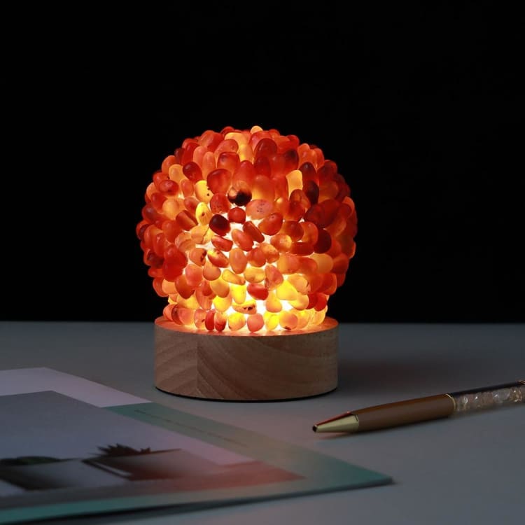 ATELIER-TIBET Lampe de Chevet en Agate Rouge – Lumière & Énergie Naturelle