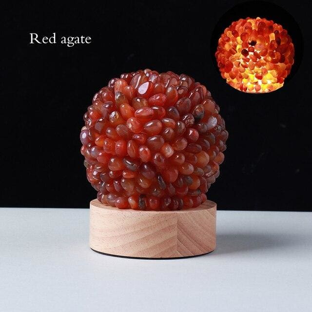 ATELIER-TIBET Lampe de Chevet en Agate Rouge – Lumière & Énergie Naturelle