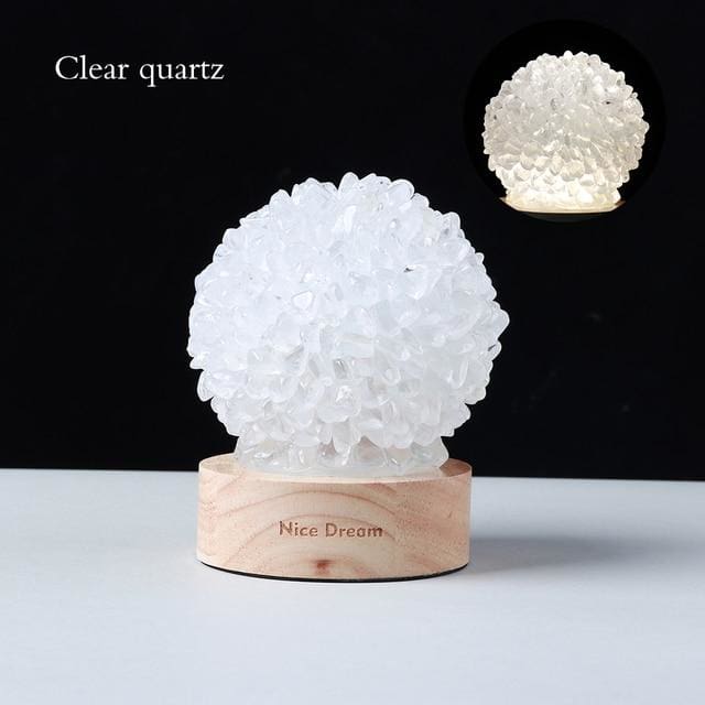 ATELIER-TIBET Lampe de Chevet en Quartz Blanc – Lumière Pure & Énergie Cristalline